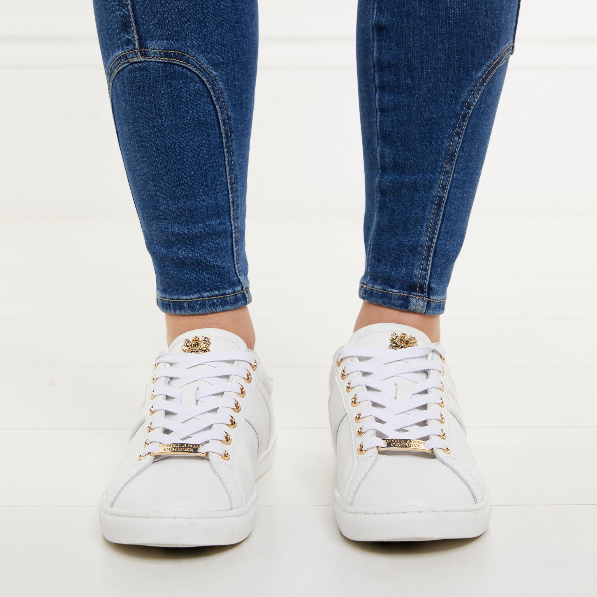 Womens Holland Cooper White Knightsbridge Court Trainers