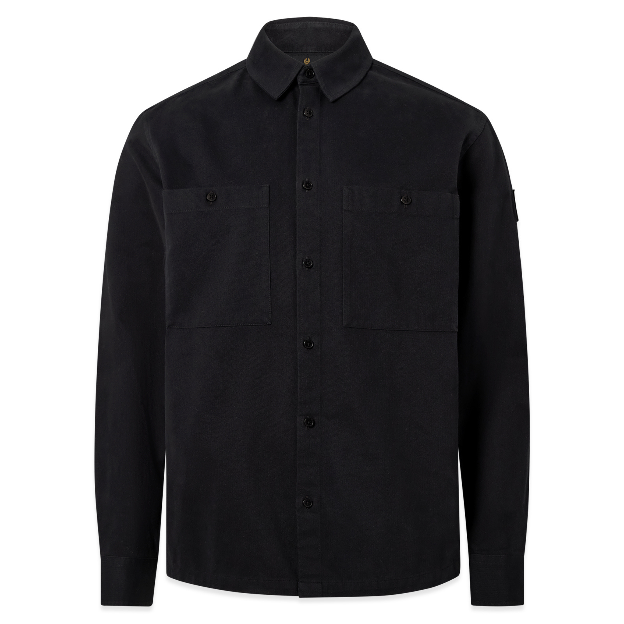 Mens Belstaff Black Outpost Cotton Herringbone Overshirt