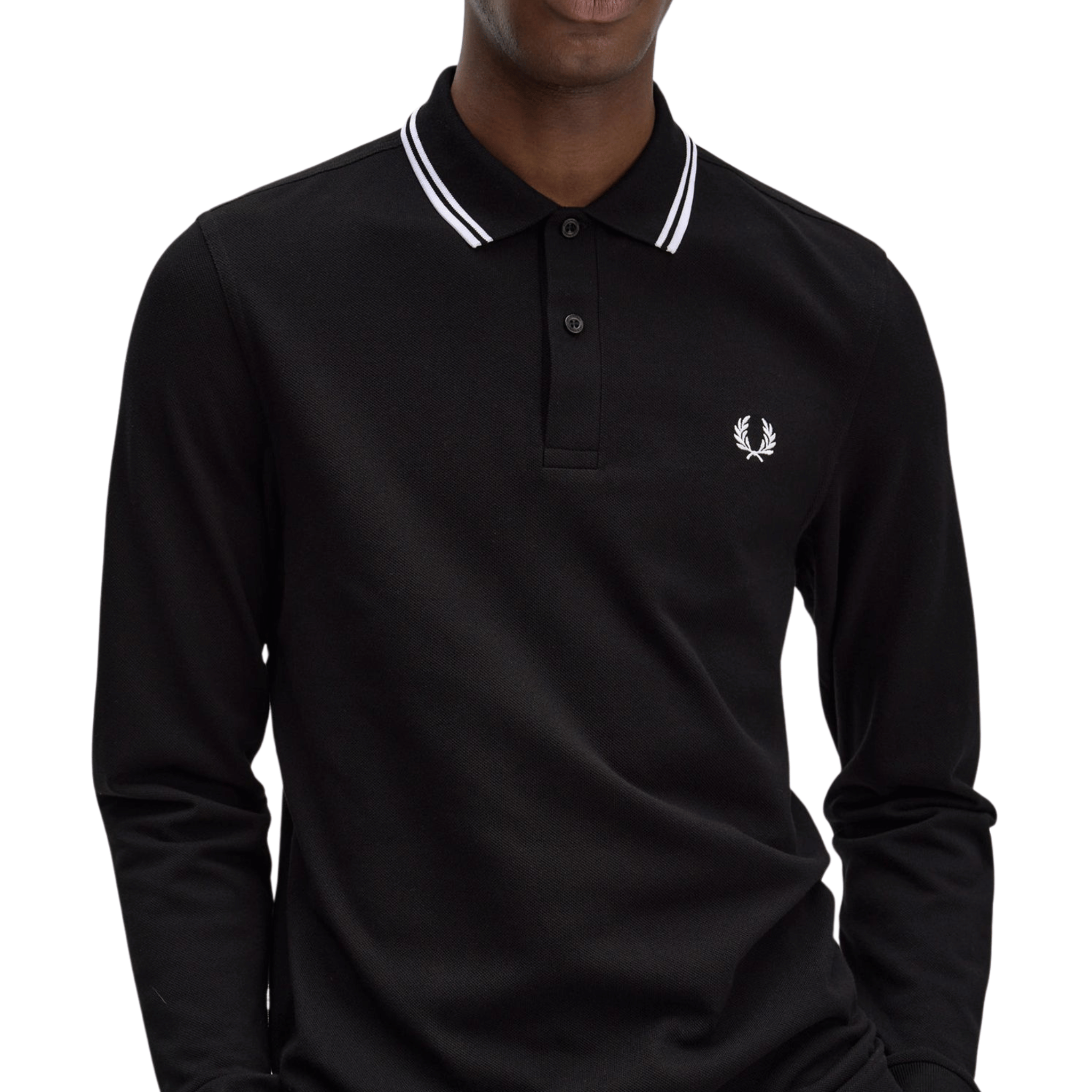 Mens Fred Perry Black Twin Tipped L/s Polo Shirt