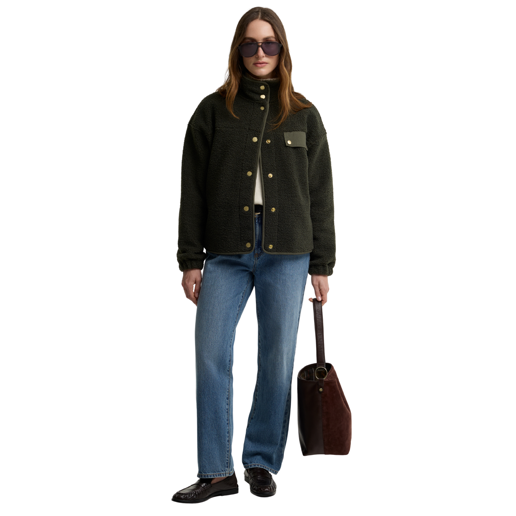 Womens Barbour Olive Mabel Fleece Jacket