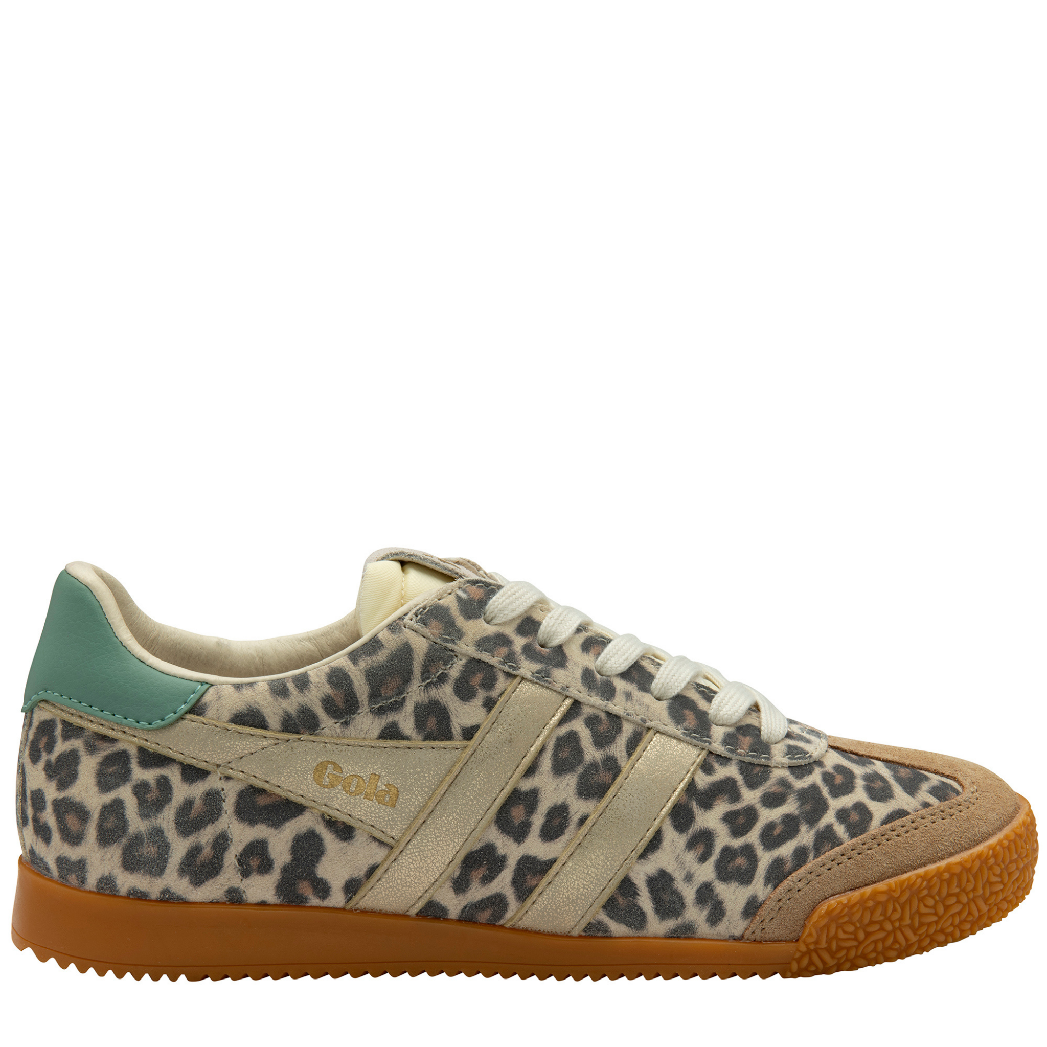 Womens Gola Snow Leopard/Gold/Green Mist Elan Safari Trainers