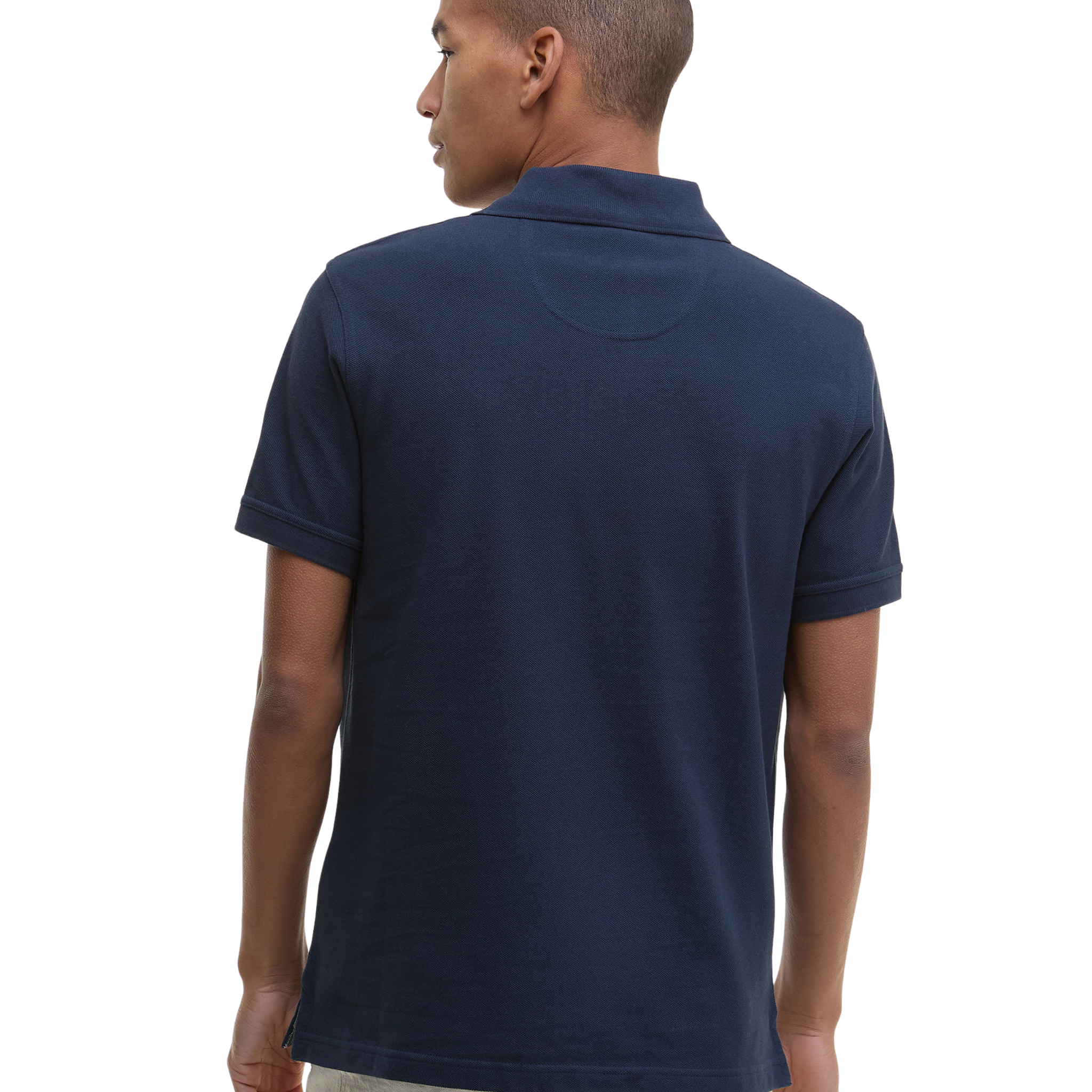 Mens Barbour New Navy Tartan Pique S/s Polo Shirt