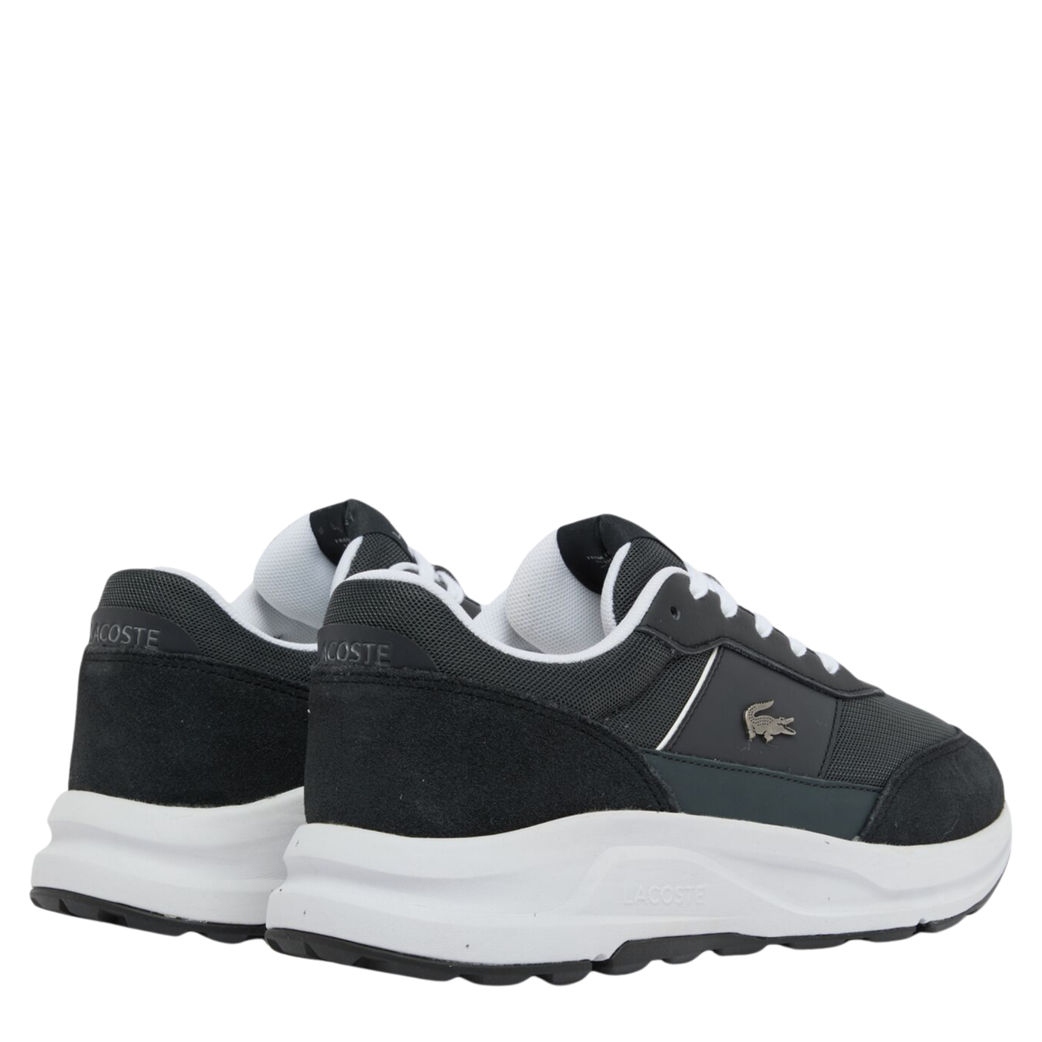 Mens Lacoste Dark Grey/Black Run Set CGR Bar Trainers