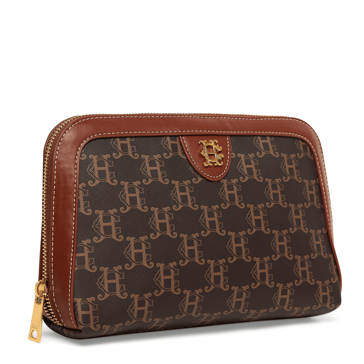 Womens Holland Cooper Tan Monogram Makeup Pouch