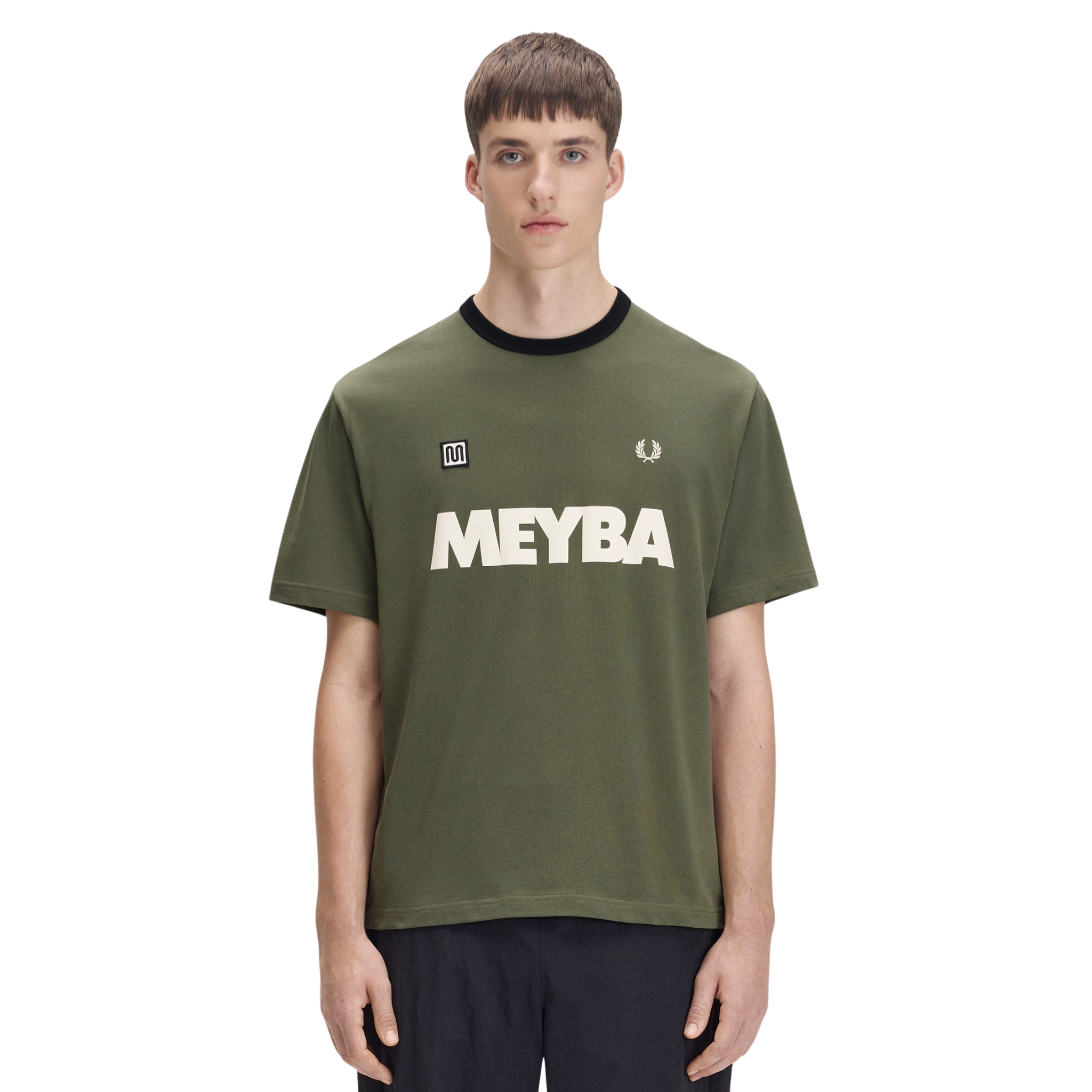 Mens Fred Perry x Meyba Laurel Wreath Green Ringer S/s T Shirt
