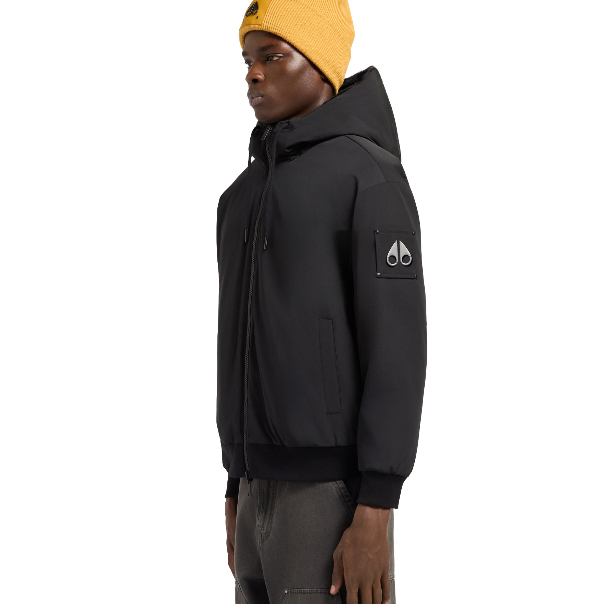 Mens Moose Knuckles Black Roland Reverse Bunny Jacket