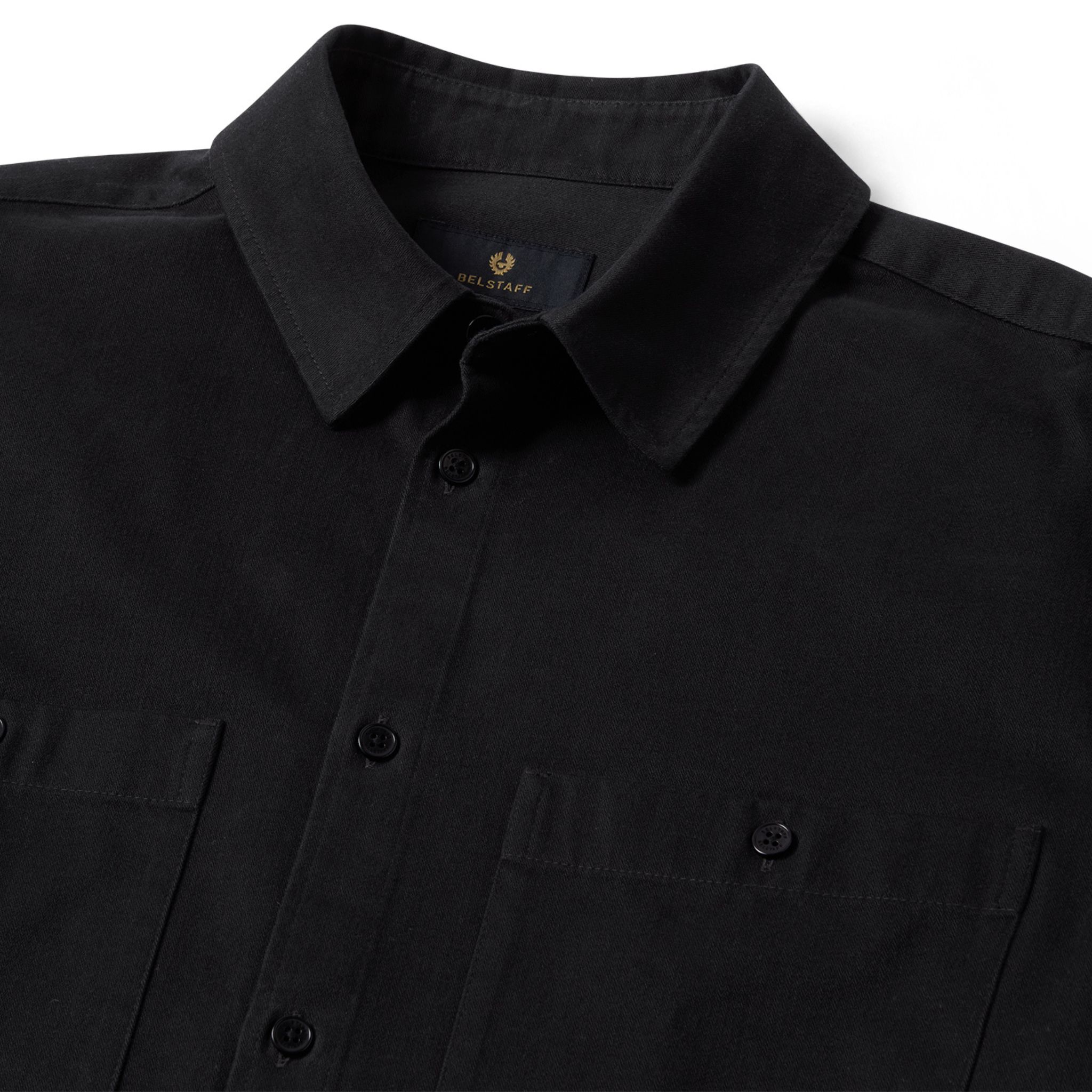 Mens Belstaff Black Outpost Cotton Herringbone Overshirt