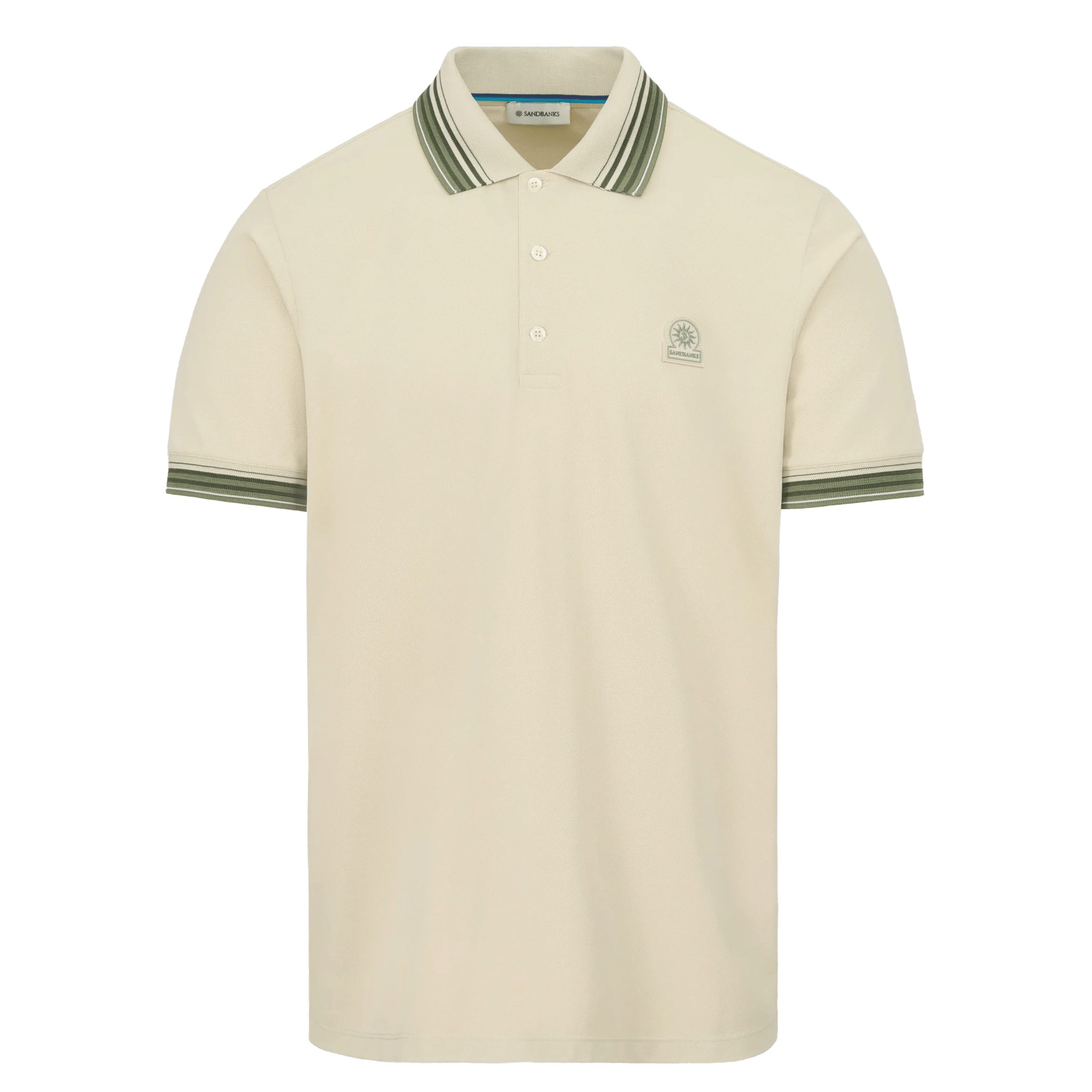 Mens Sandbanks Stone Gradient Rib S/s Polo Shirt
