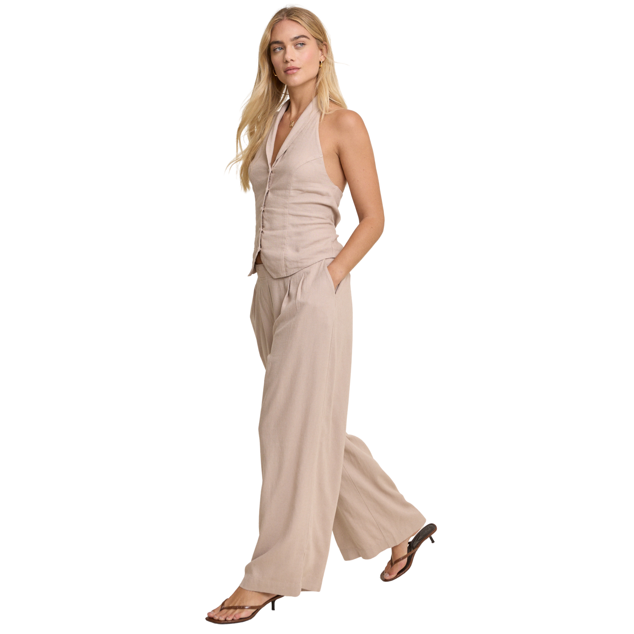 Womens Nobody's Child Beige Silsoe Wide Leg Trousers
