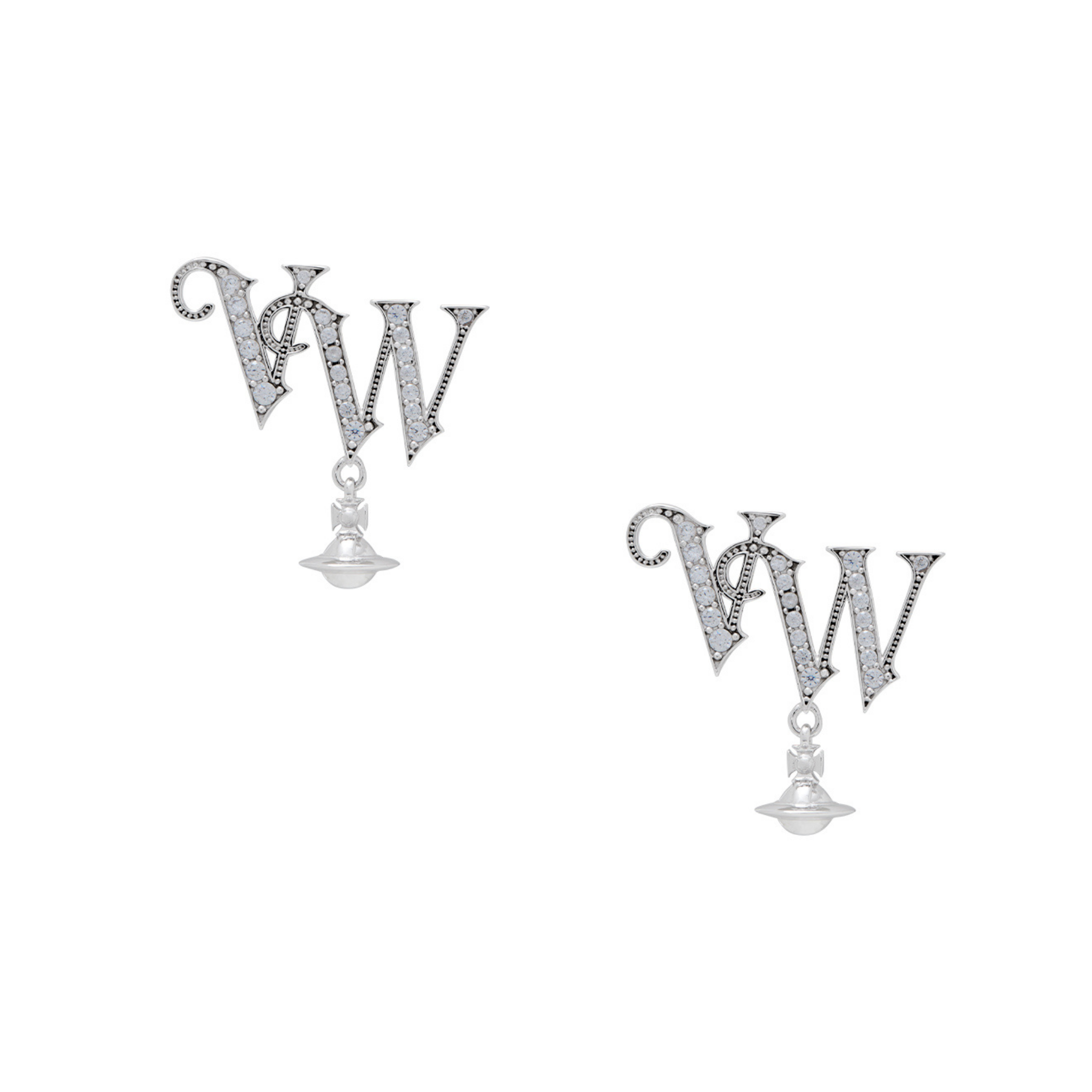 Vivienne Westwood Platinum/White CZ VW Earrings