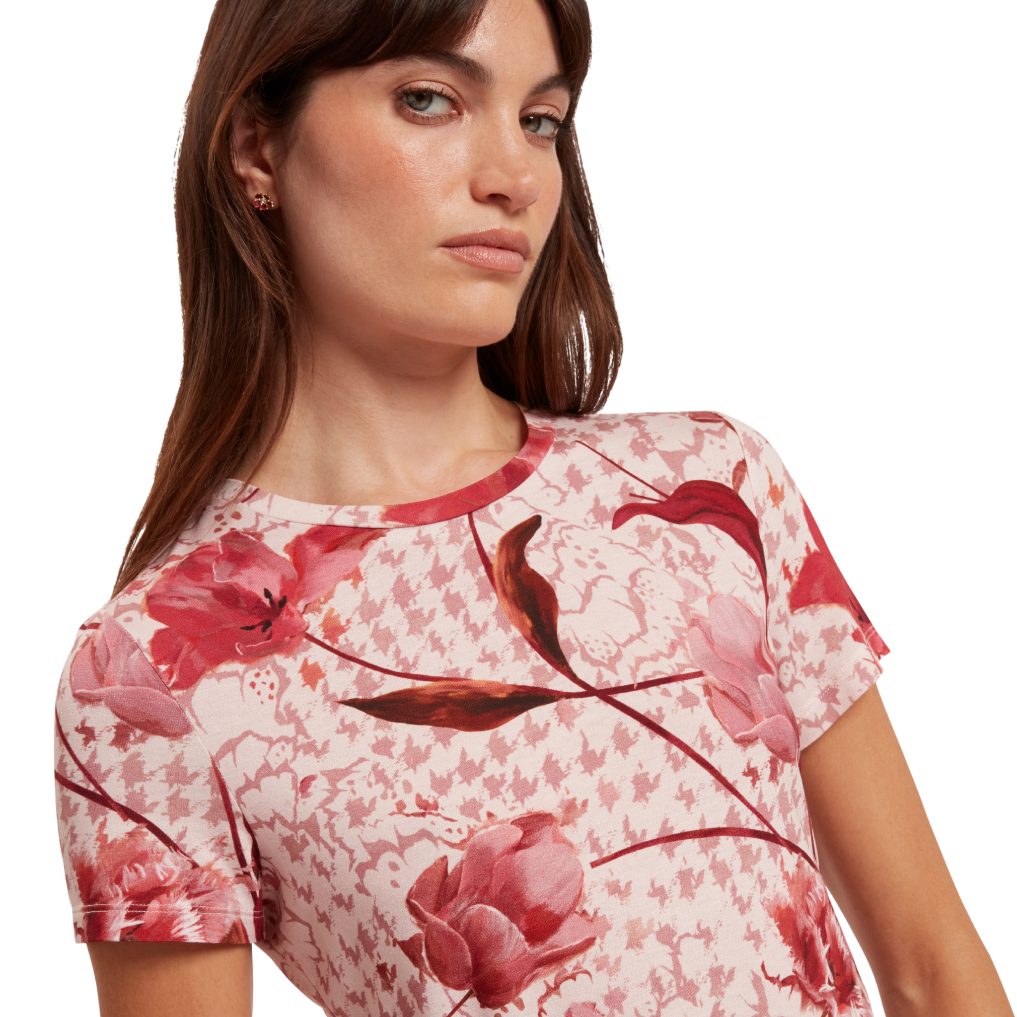 Womens Ted Baker Light Pink Sorrena Floral Printed Fitted S/s T Shirt