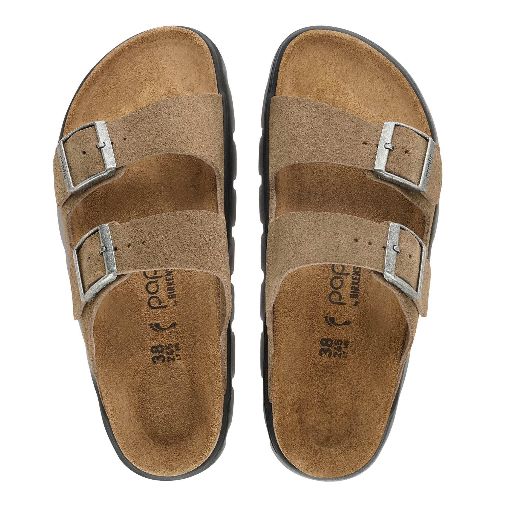 Womens Birkenstock Grey Taupe Arizona Chunky Suede Sandals