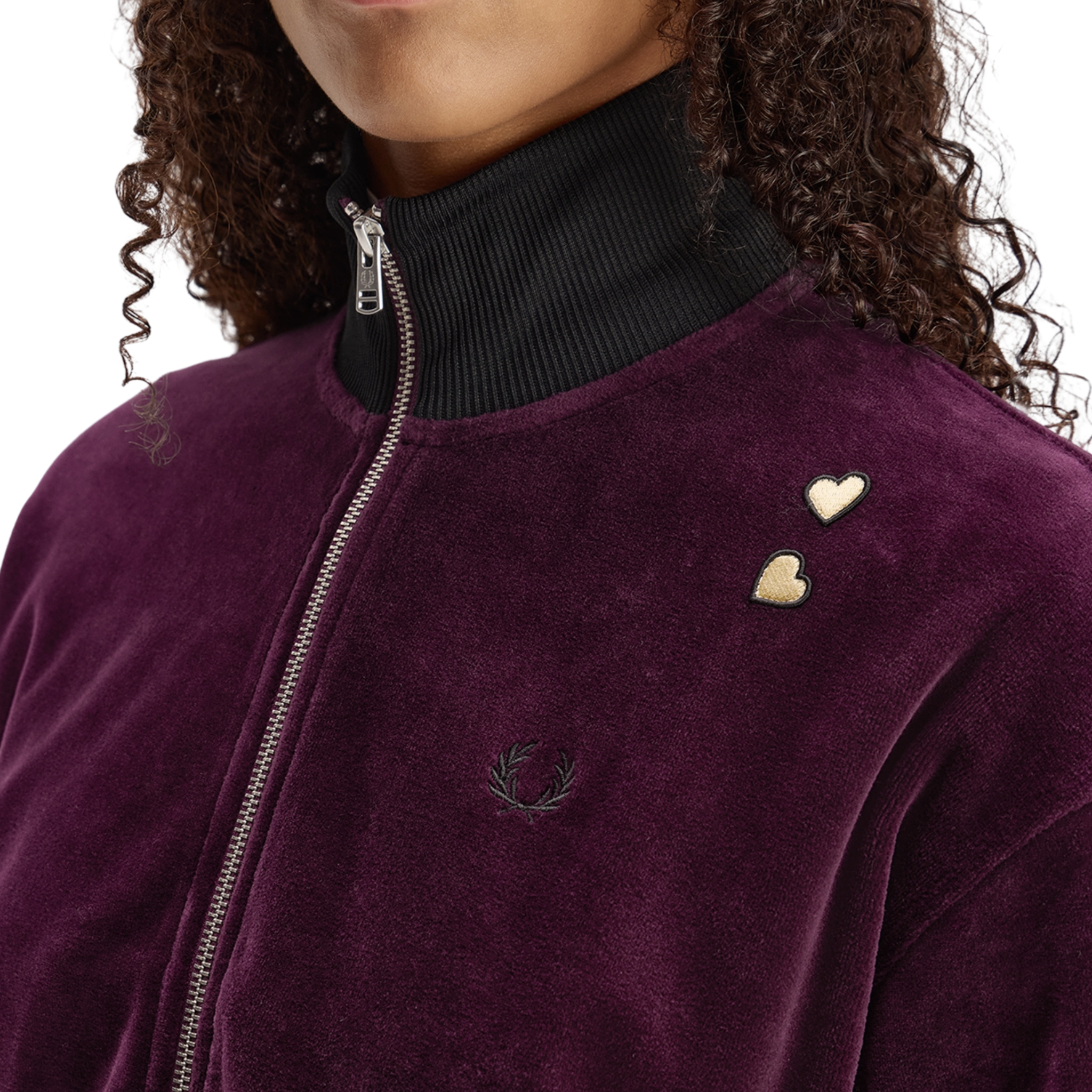 Womens Fred Perry x AW Plum Velour Track Jacket