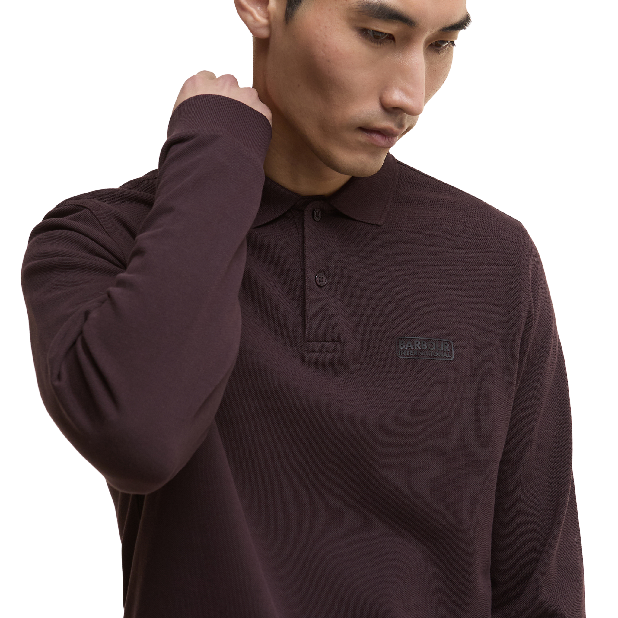 Mens Barbour International Java Red L/s Polo Shirt