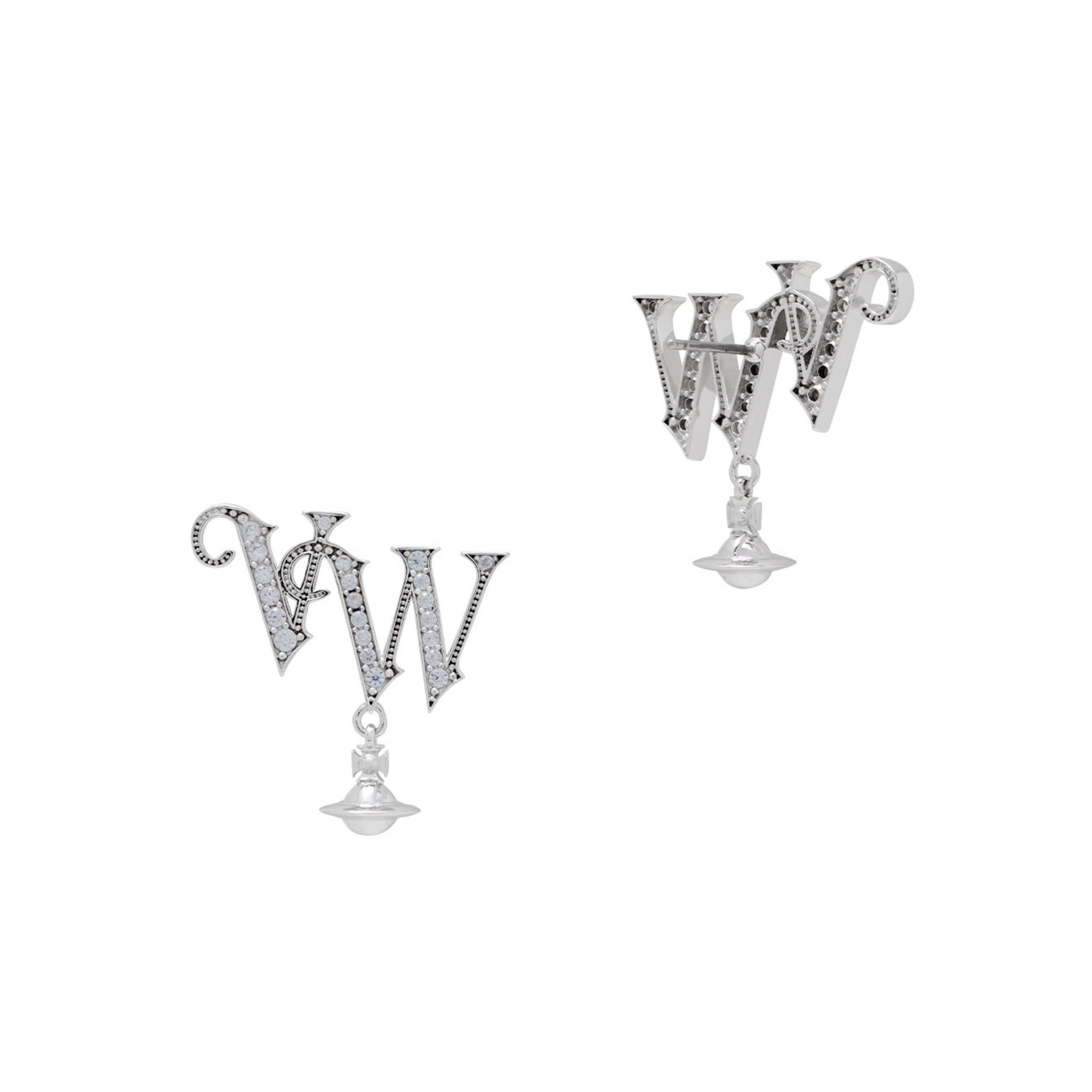 Vivienne Westwood Platinum/White CZ VW Earrings