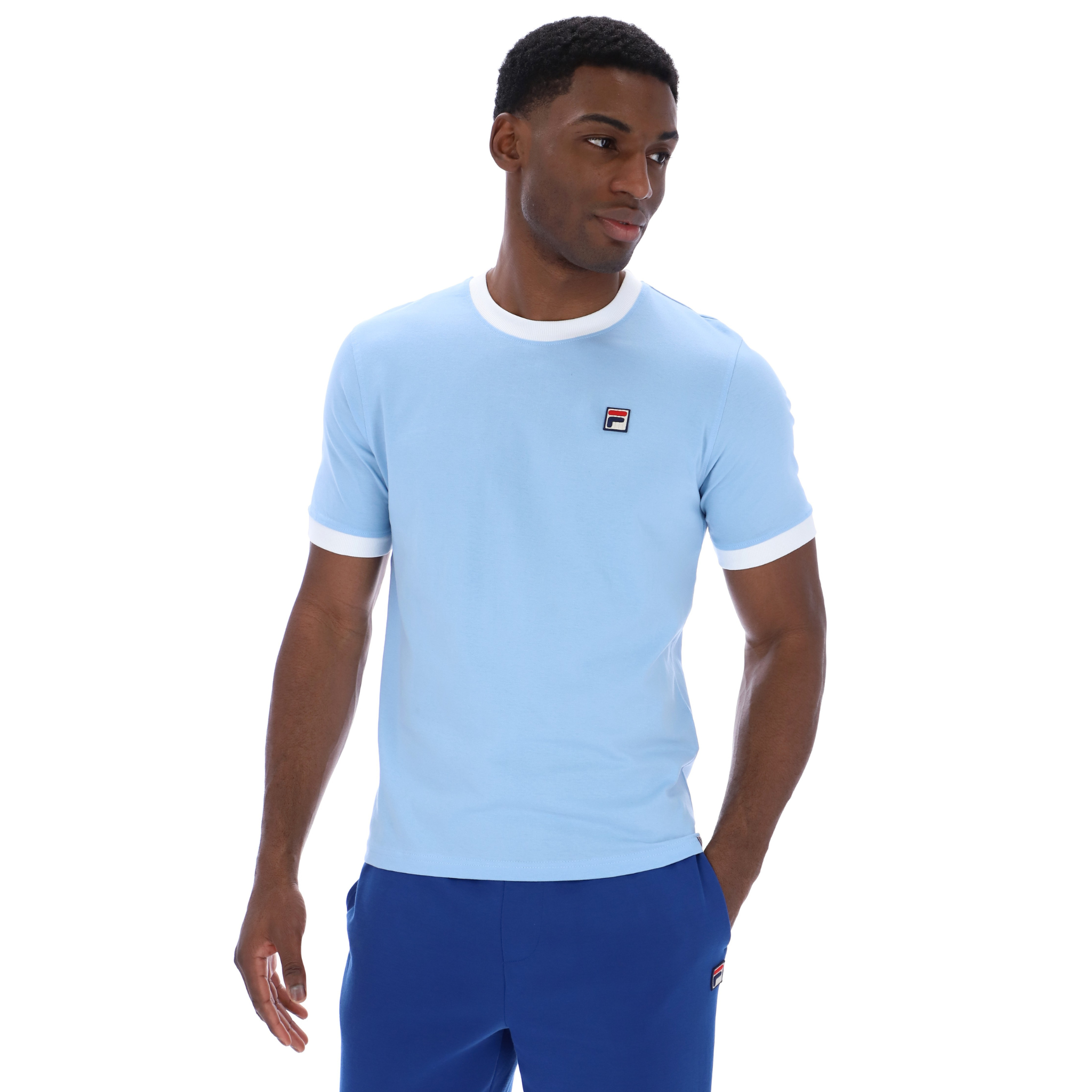 Mens Fila Frozen Fjord/White Marconi Essential Ringer S/s T Shirt