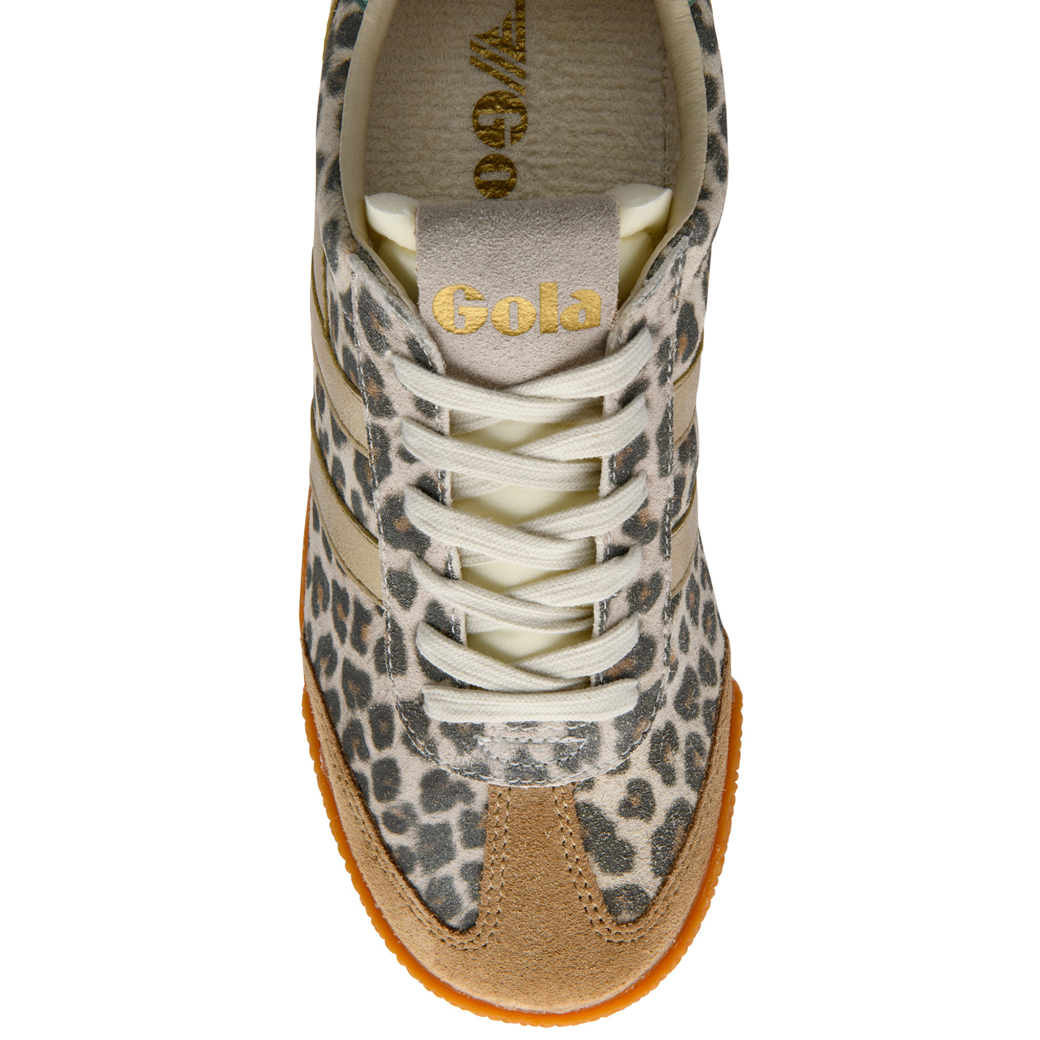 Womens Gola Snow Leopard/Gold/Green Mist Elan Safari Trainers