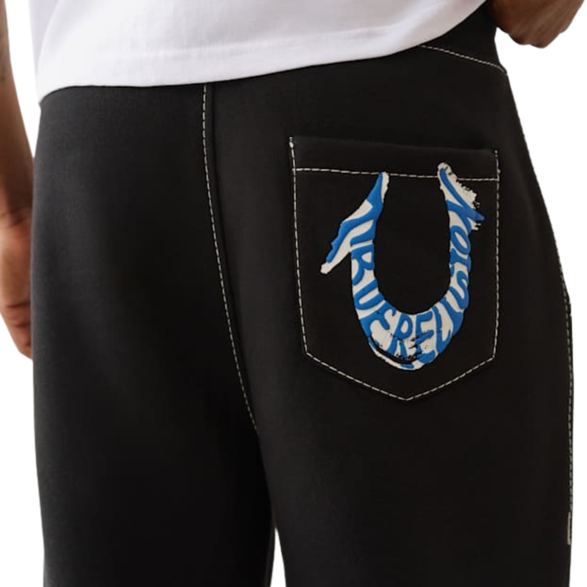 Mens True Religion Jet Black HS Paint Baggy Big T Sweat Pants