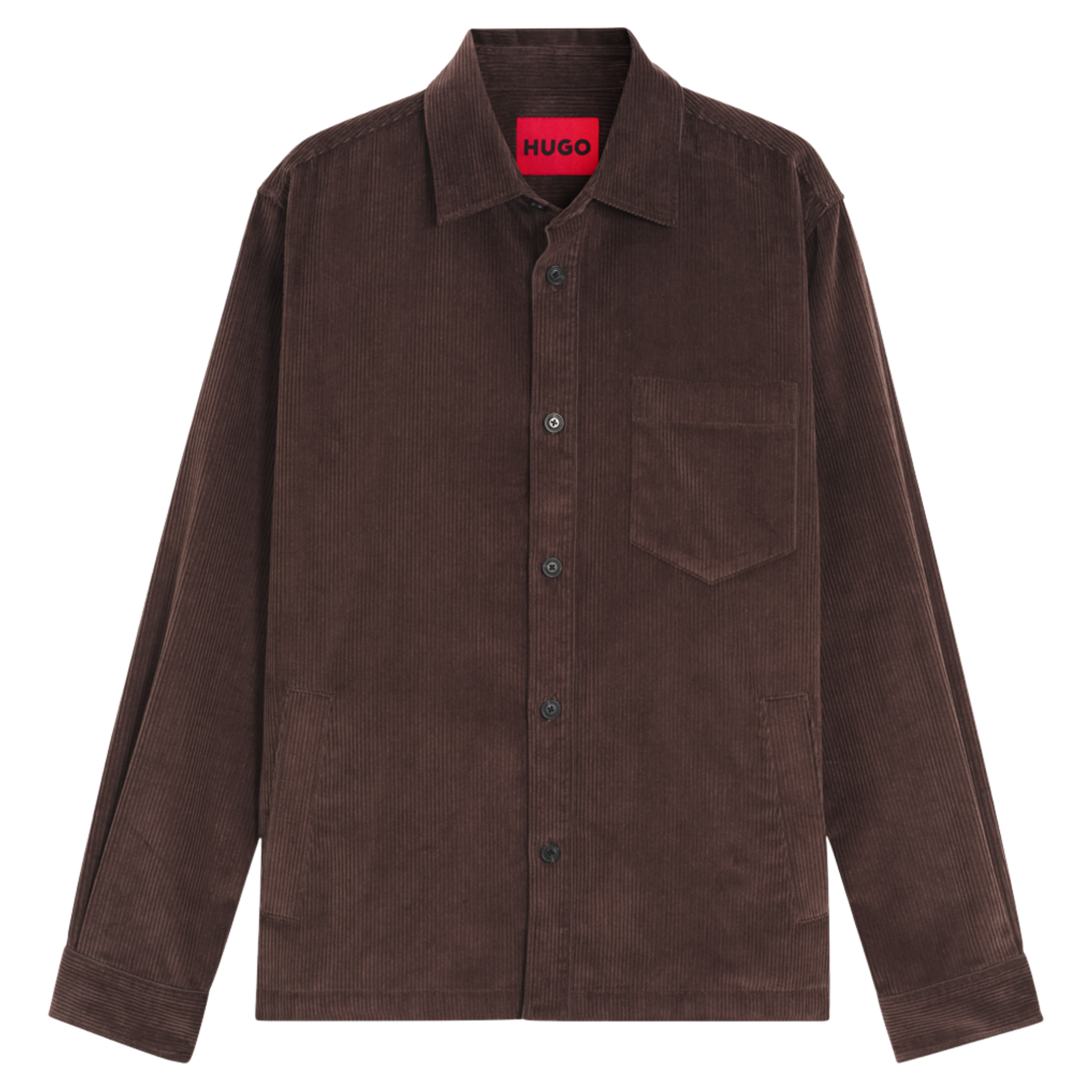 Mens HUGO Brown Overflow Ecord Overshirt