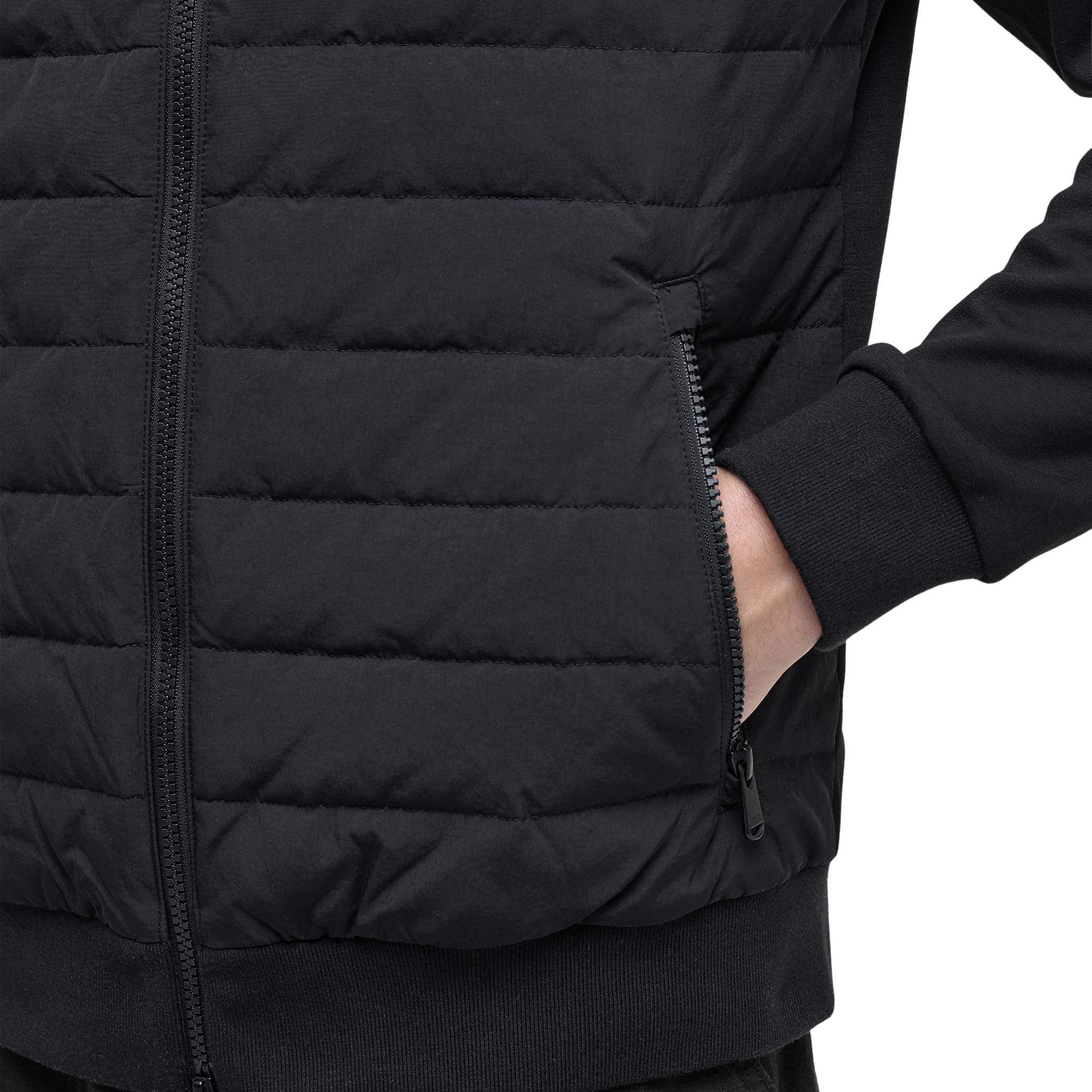 Mens Barbour International Black Collins Baffle Quilted Sweat Jacket