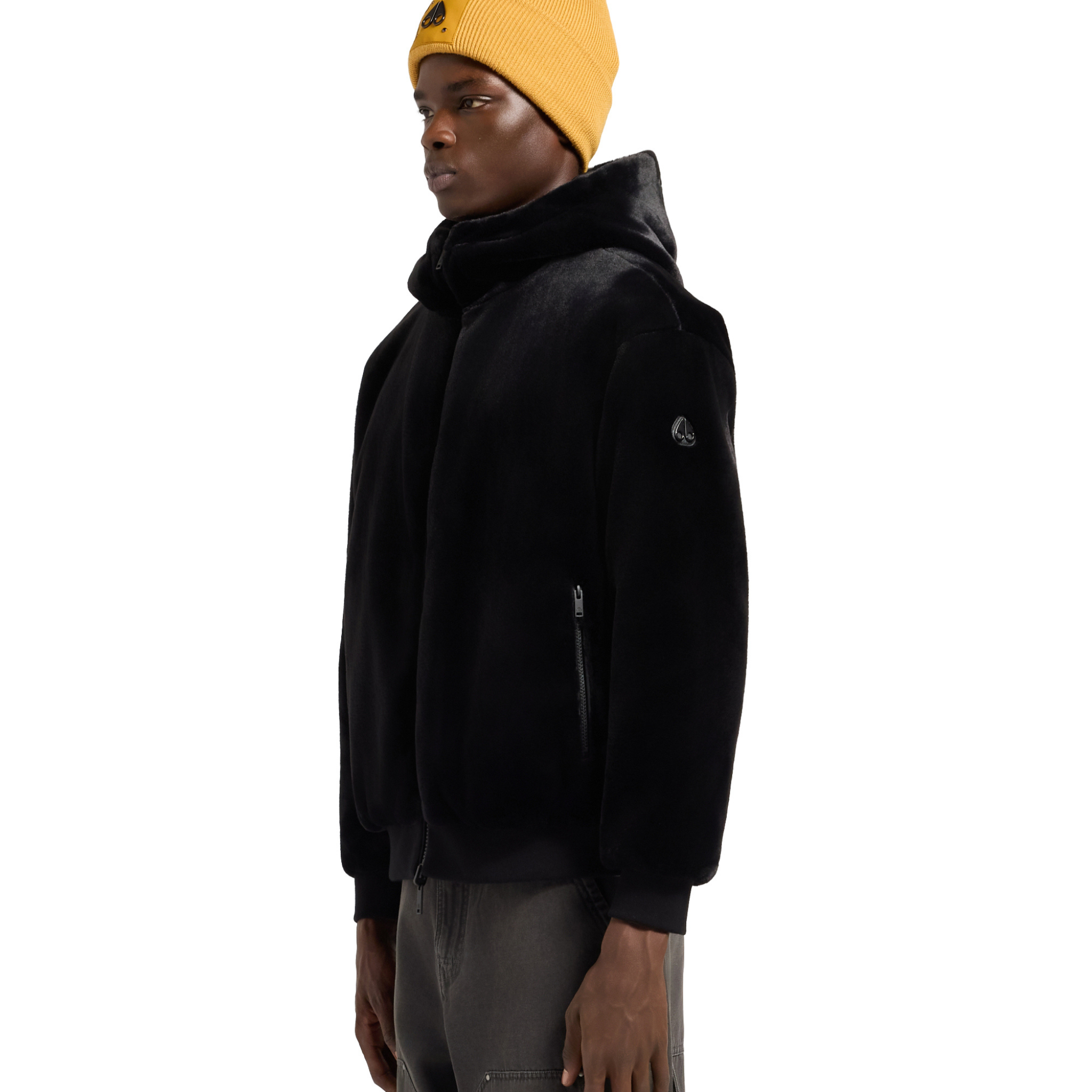 Mens Moose Knuckles Black Roland Reverse Bunny Jacket