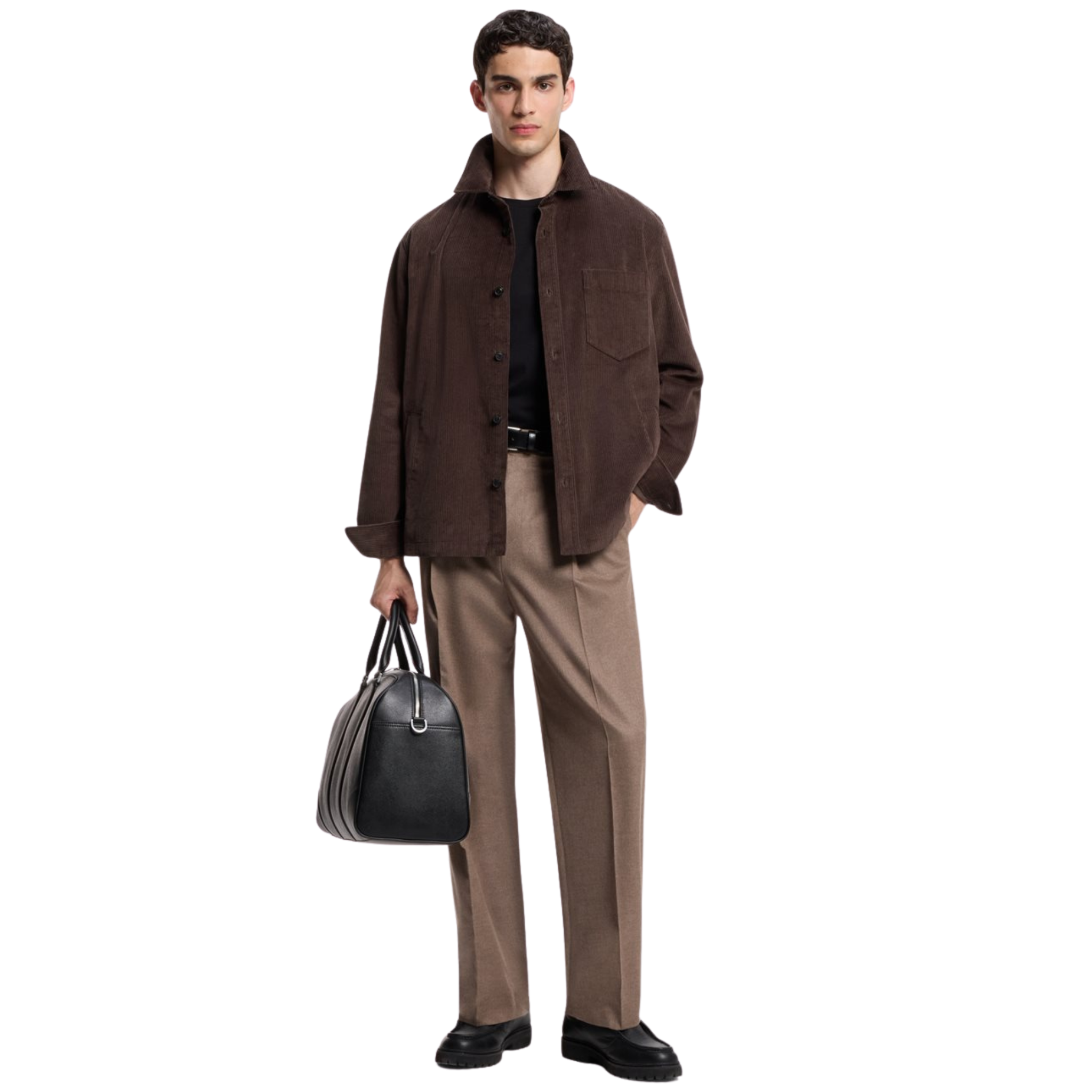 Mens HUGO Brown Overflow Ecord Overshirt
