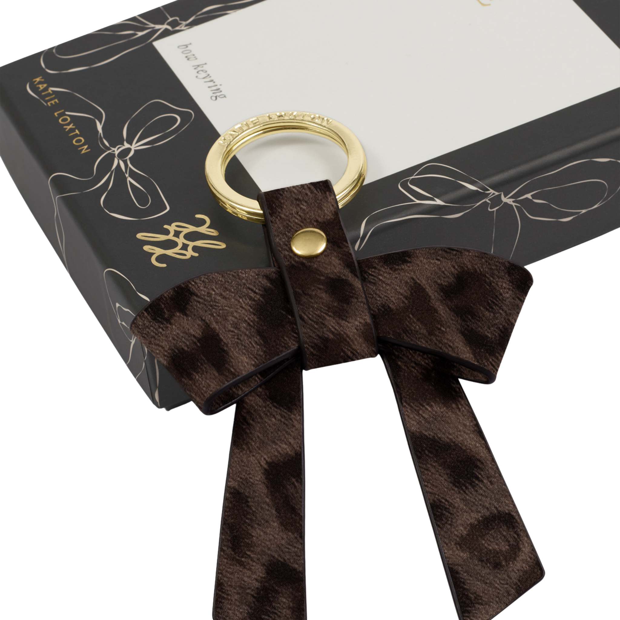 Womens Katie Loxton Chocolate Leopard Bow-tiful Boxed Keyring