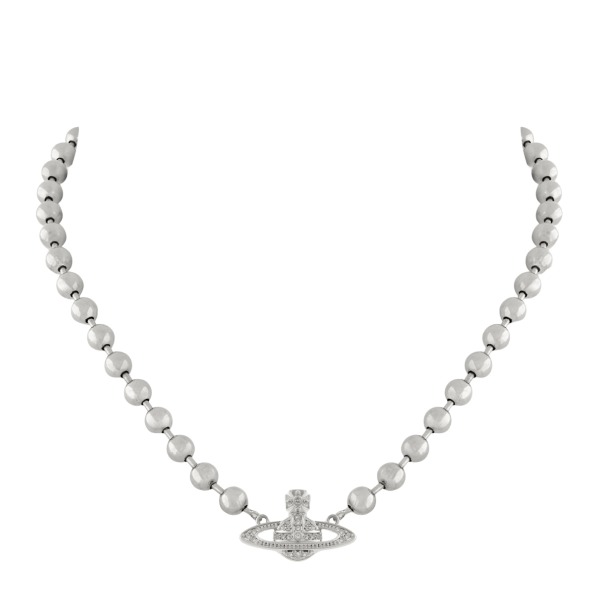 Vivienne Westwood Platinum/White CZ Thames Mini Bas Relief Choker 