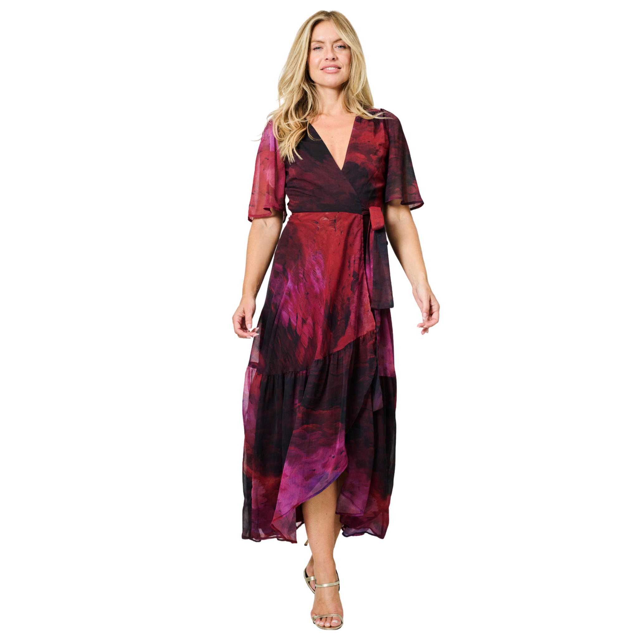 Womens Hope & Ivy Dark Pink The Gaia Wrap Dress