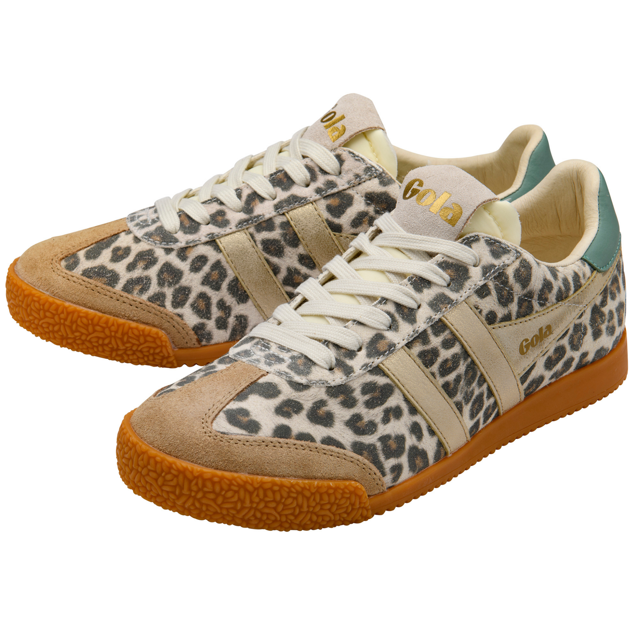 Womens Gola Snow Leopard/Gold/Green Mist Elan Safari Trainers