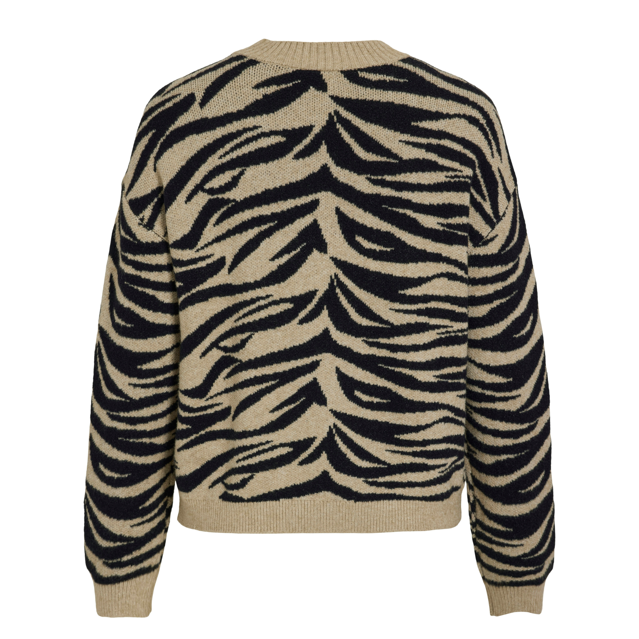 Womens Vila Black/Natural Vifeama Jacquard Knit Jumper