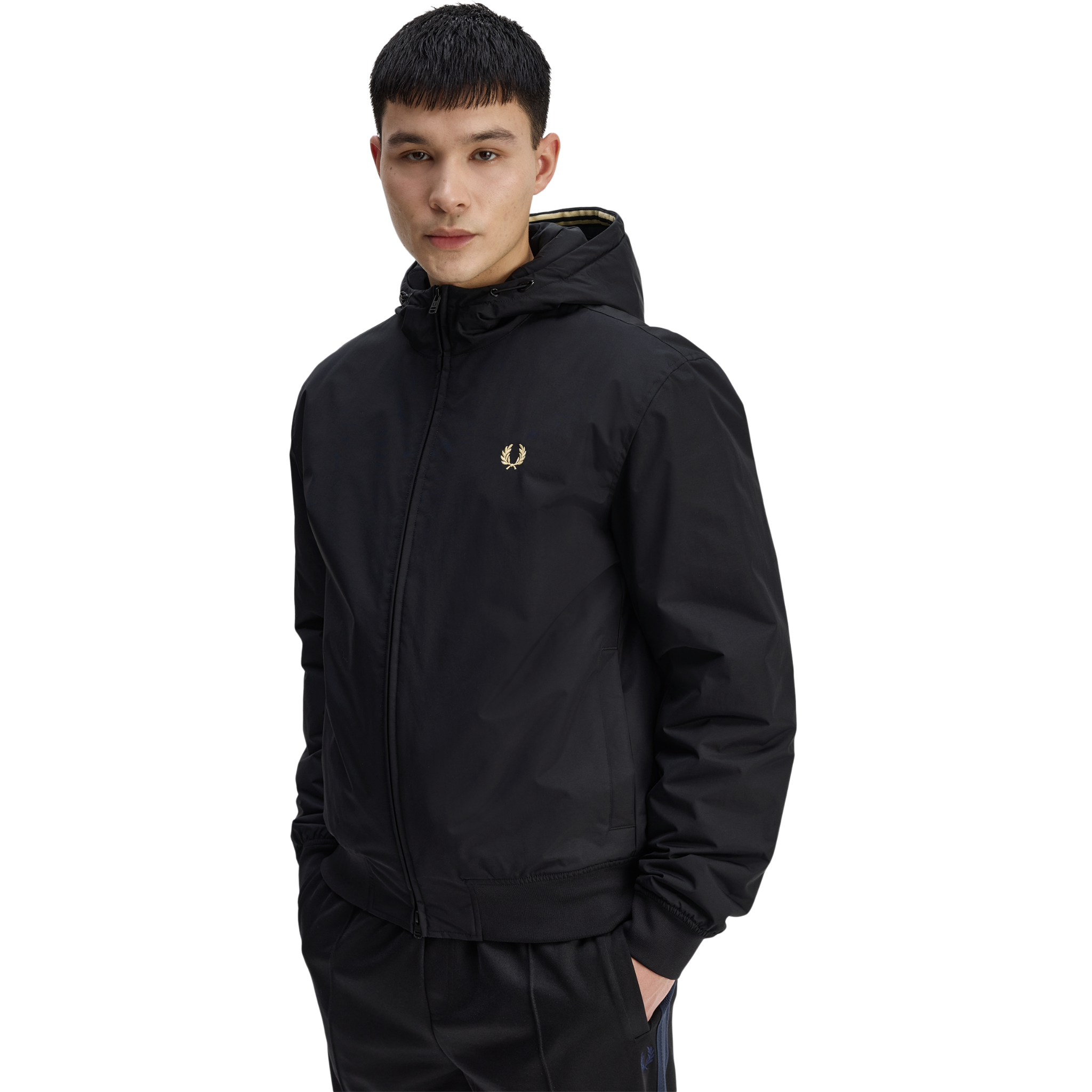 Mens Fred Perry Black Hooded Brentham Jacket