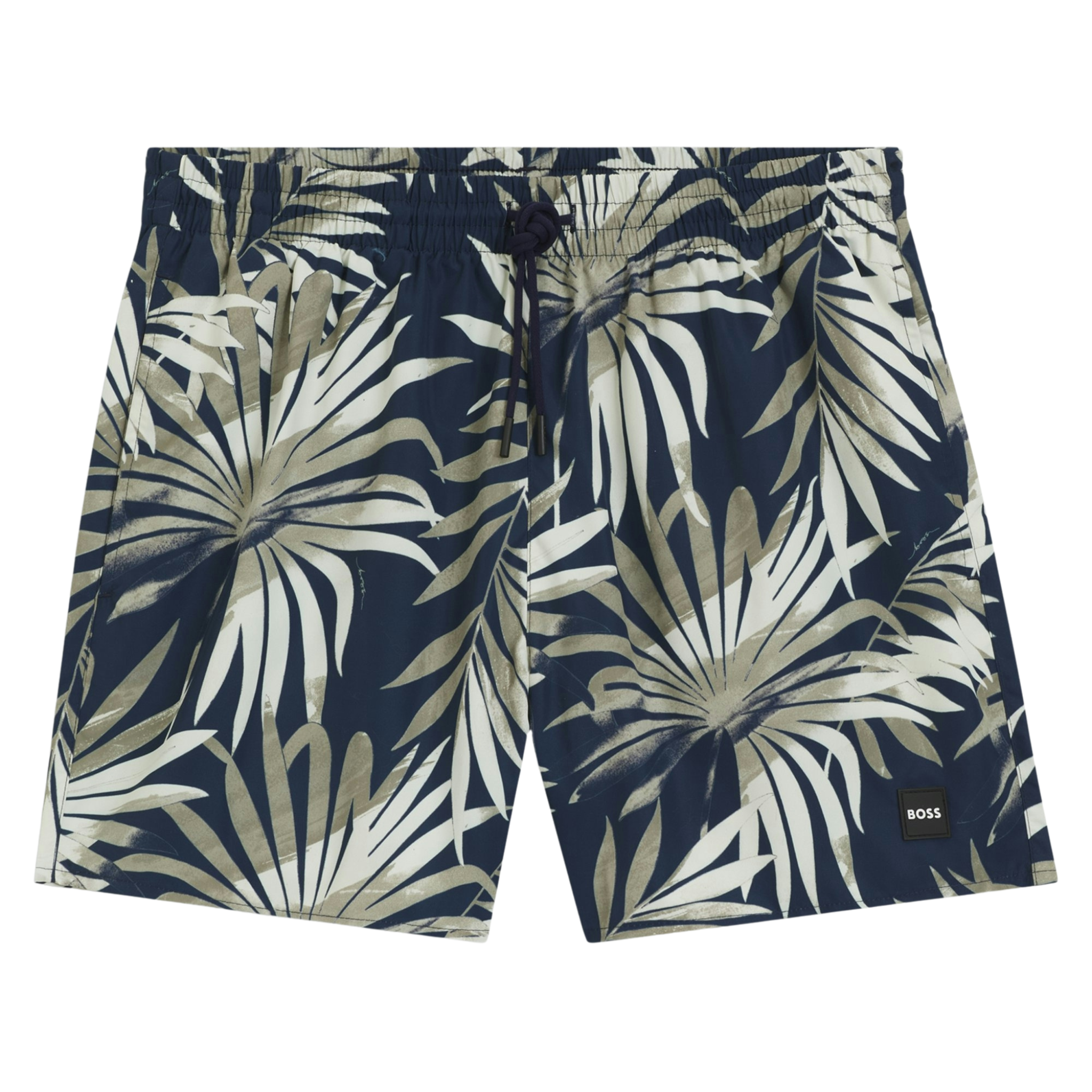 Mens BOSS Dark Beige Piranha Palm Swim Shorts