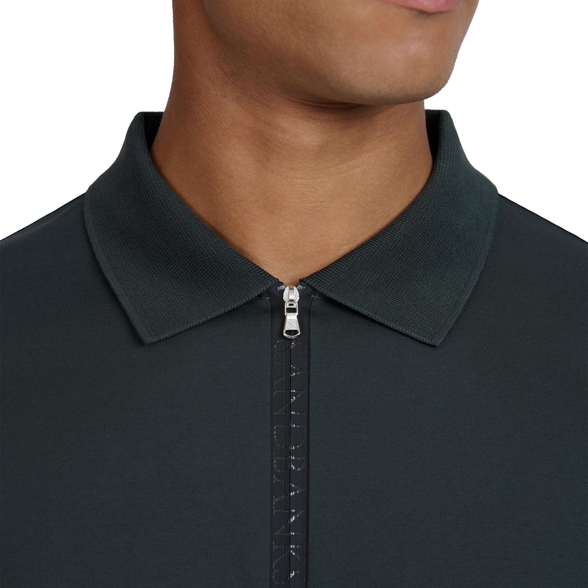 Mens Sandbanks Anthracite Silicone Zip L/s Polo Shirt