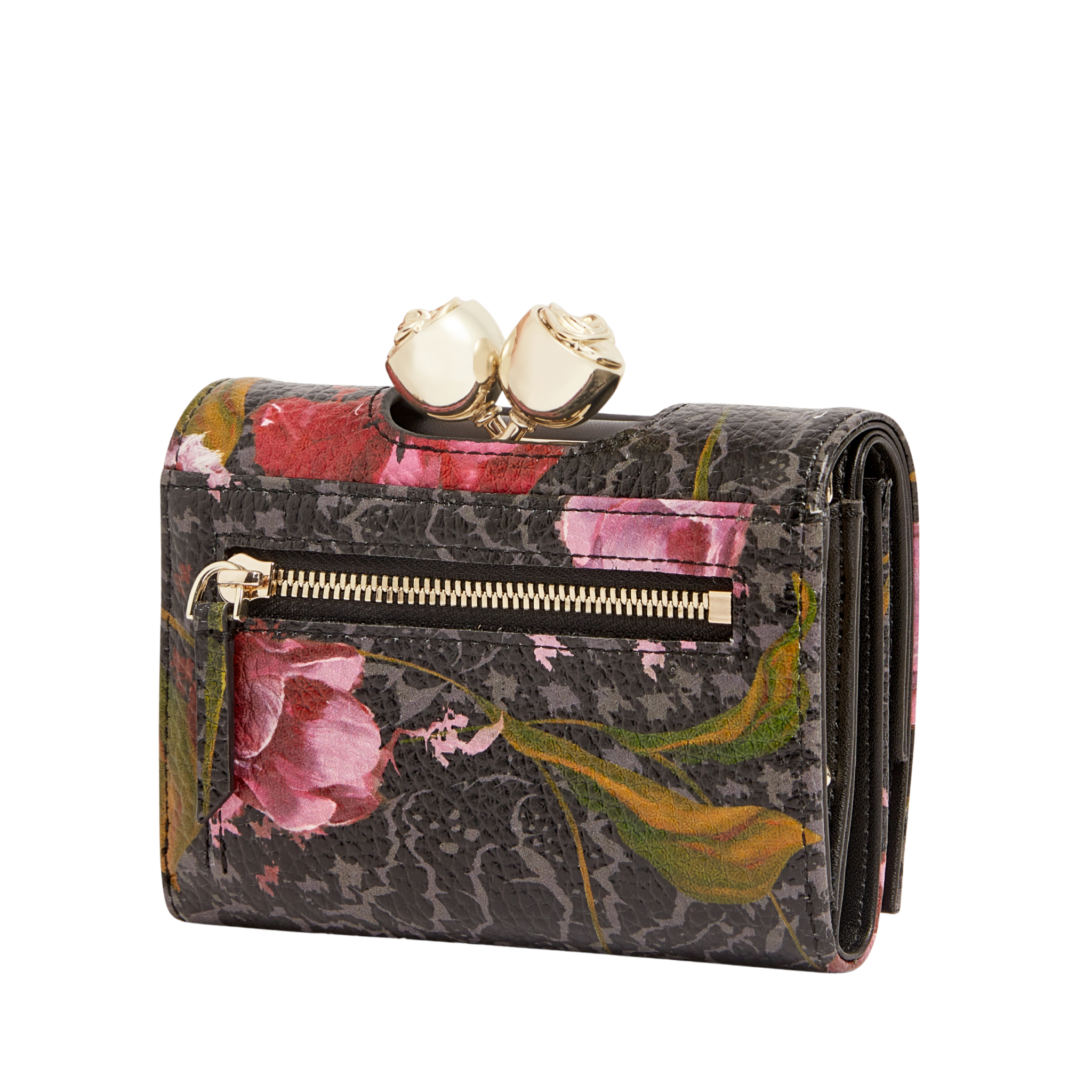 Womens Ted Baker Black Tulna Floral Printed Small Bobble Purse