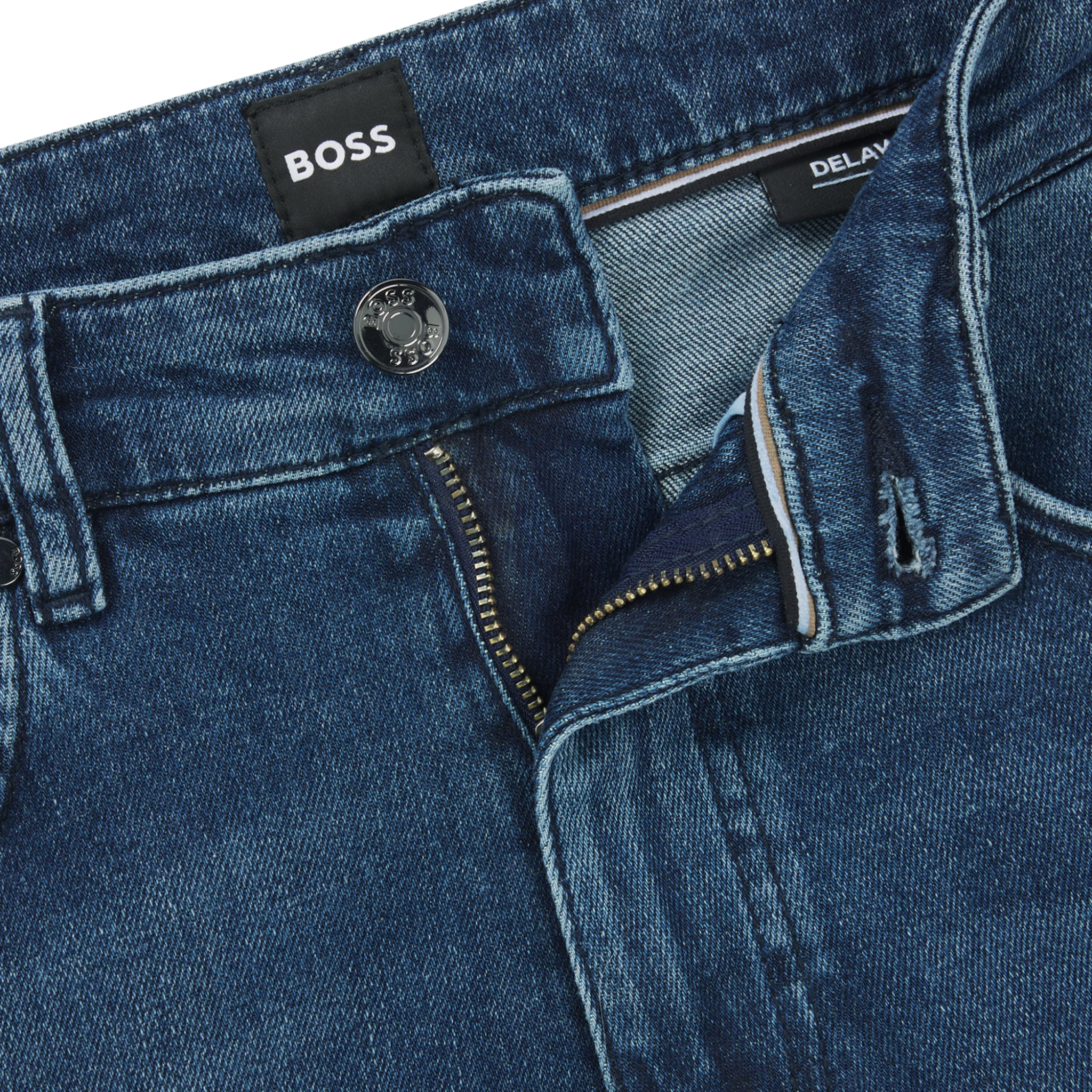 Mens BOSS Mid Blue Wash H-Delaware Slim Fit Jeans