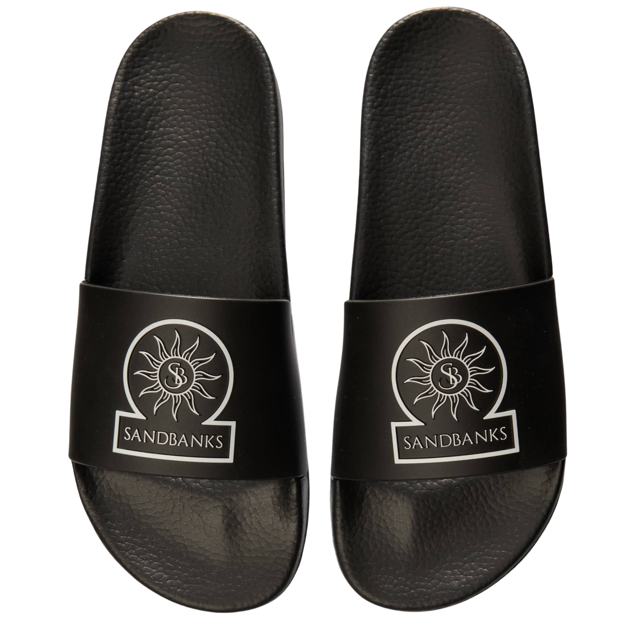 Mens Sandbanks Black Badge Logo Slides
