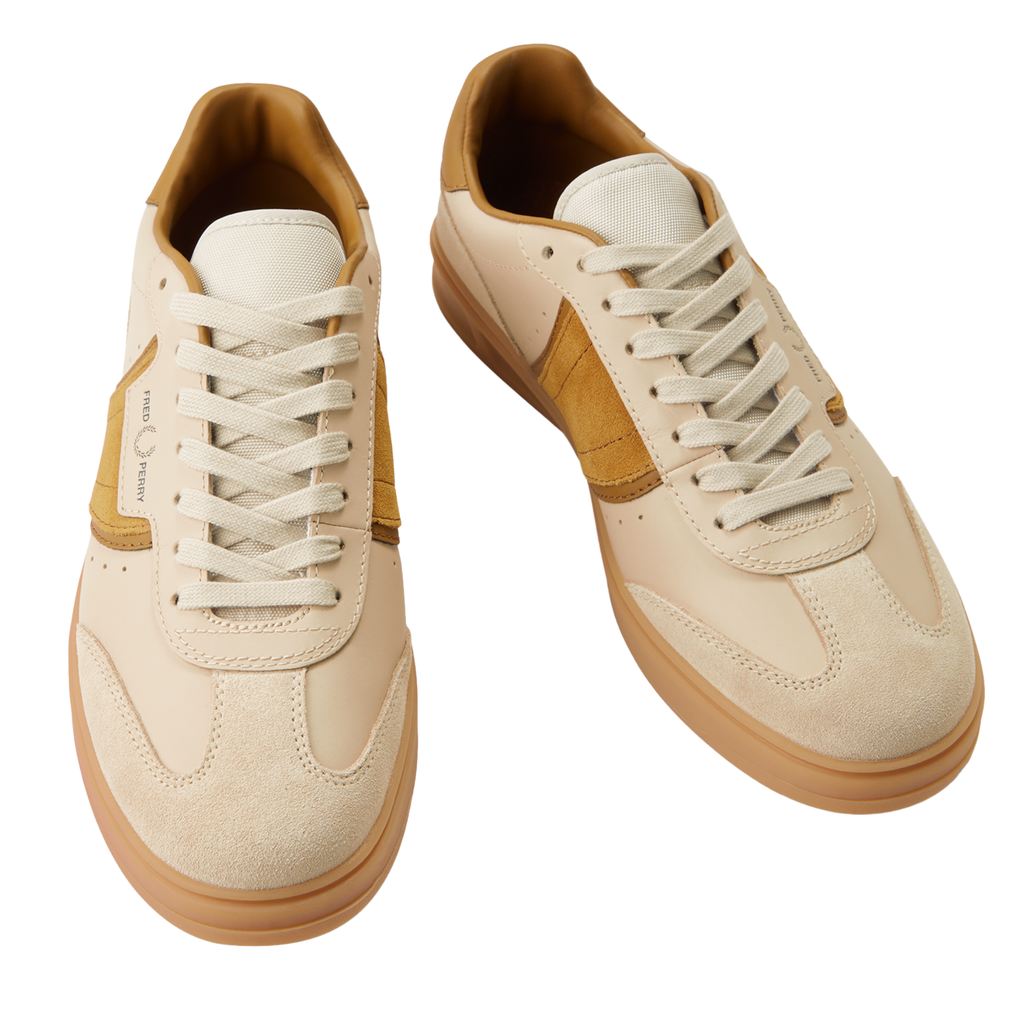 Mens Fred Perry Oatmeal B4 Leather/Suede Trainers