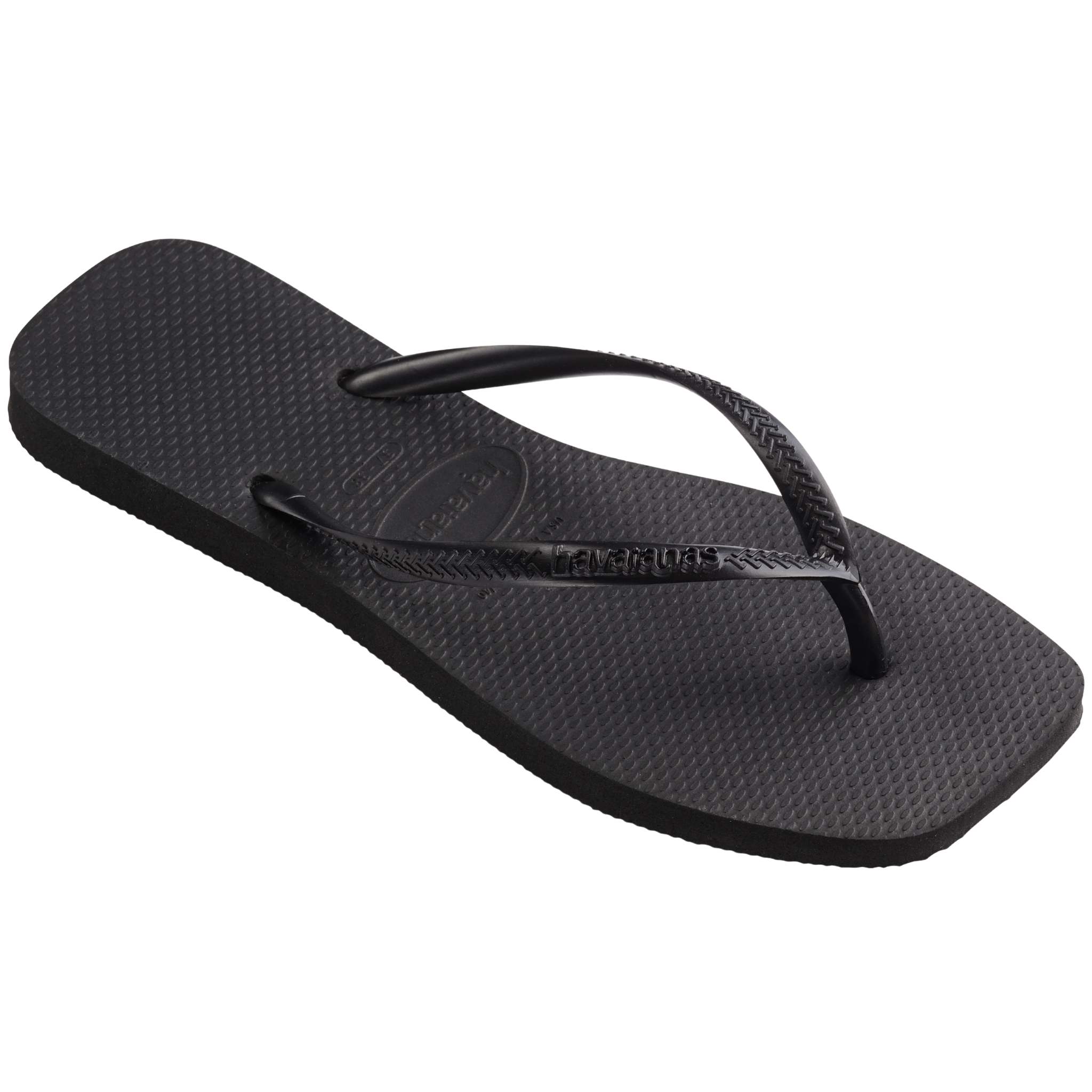 Womens Havaianas Black Slim Square Flip Flops