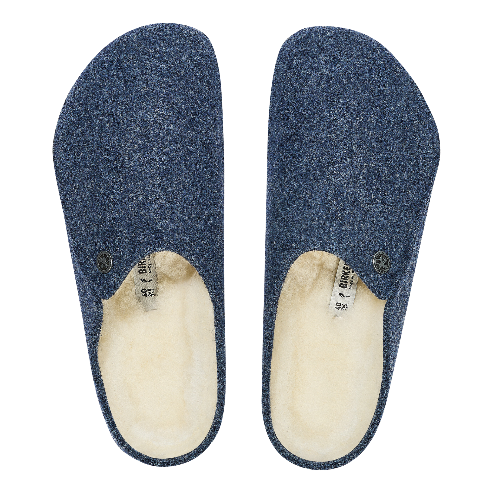 Mens Birkenstock Dark Blue Felt Zermatt Shearling Slippers