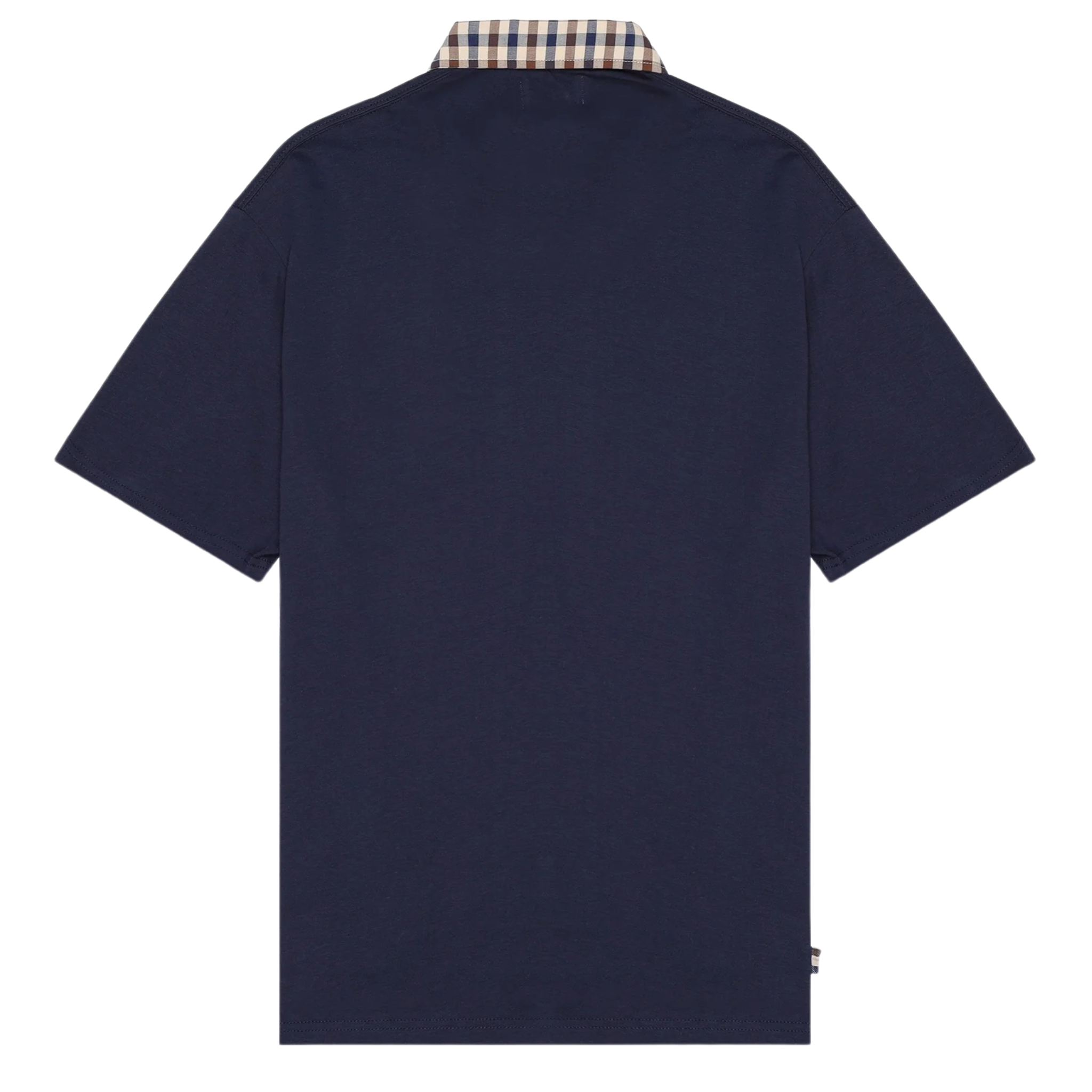 Mens Aquascutum Navy Club Check Collar S/s Polo Shirt