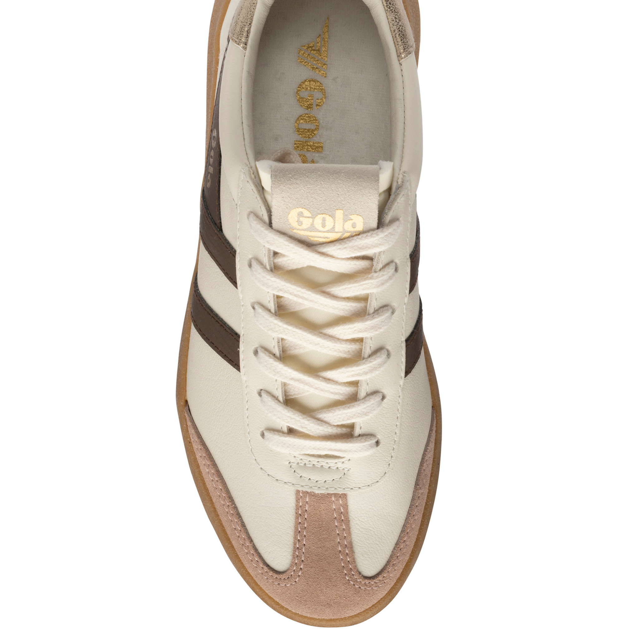 Womens Gola Off White/Cameo/Root/Gum Athena Leather Trainers