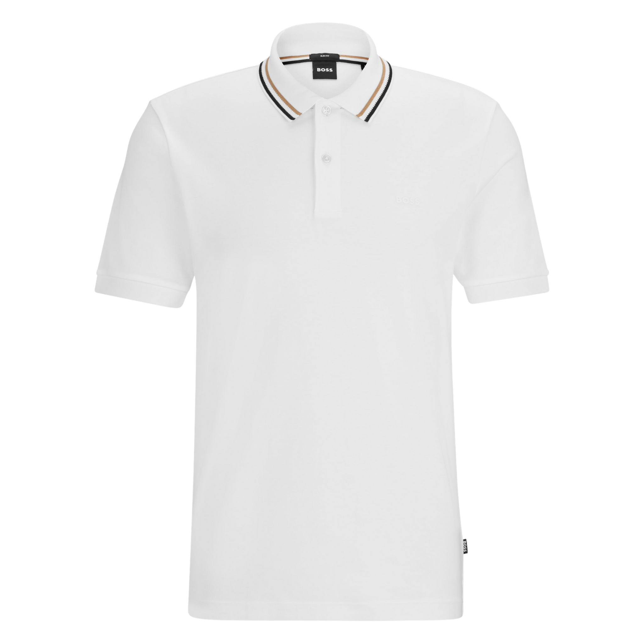 Mens BOSS White Penrose 38 Slim Fit S/s Polo Shirt