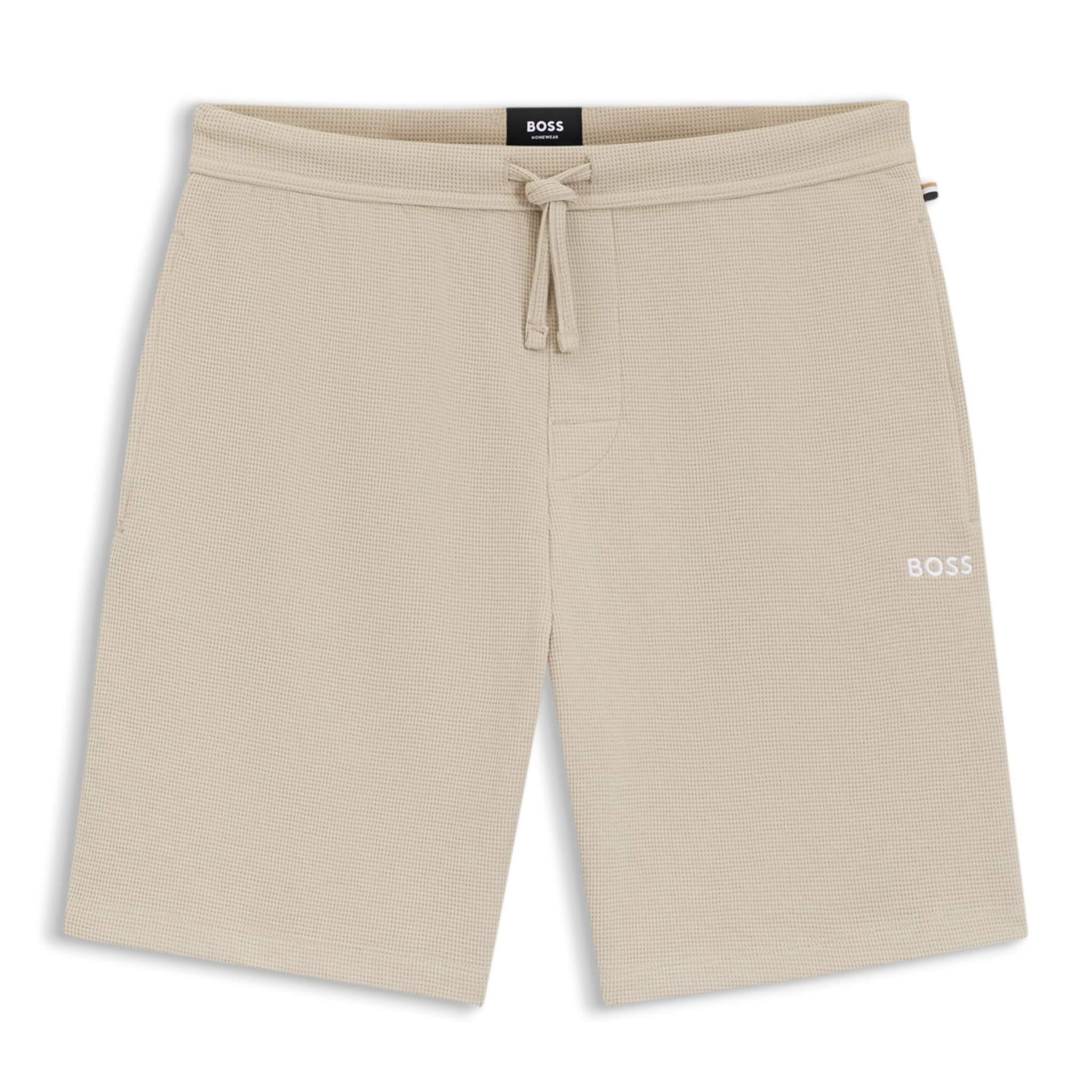 Mens BOSS Light Beige Waffle Lounge Shorts