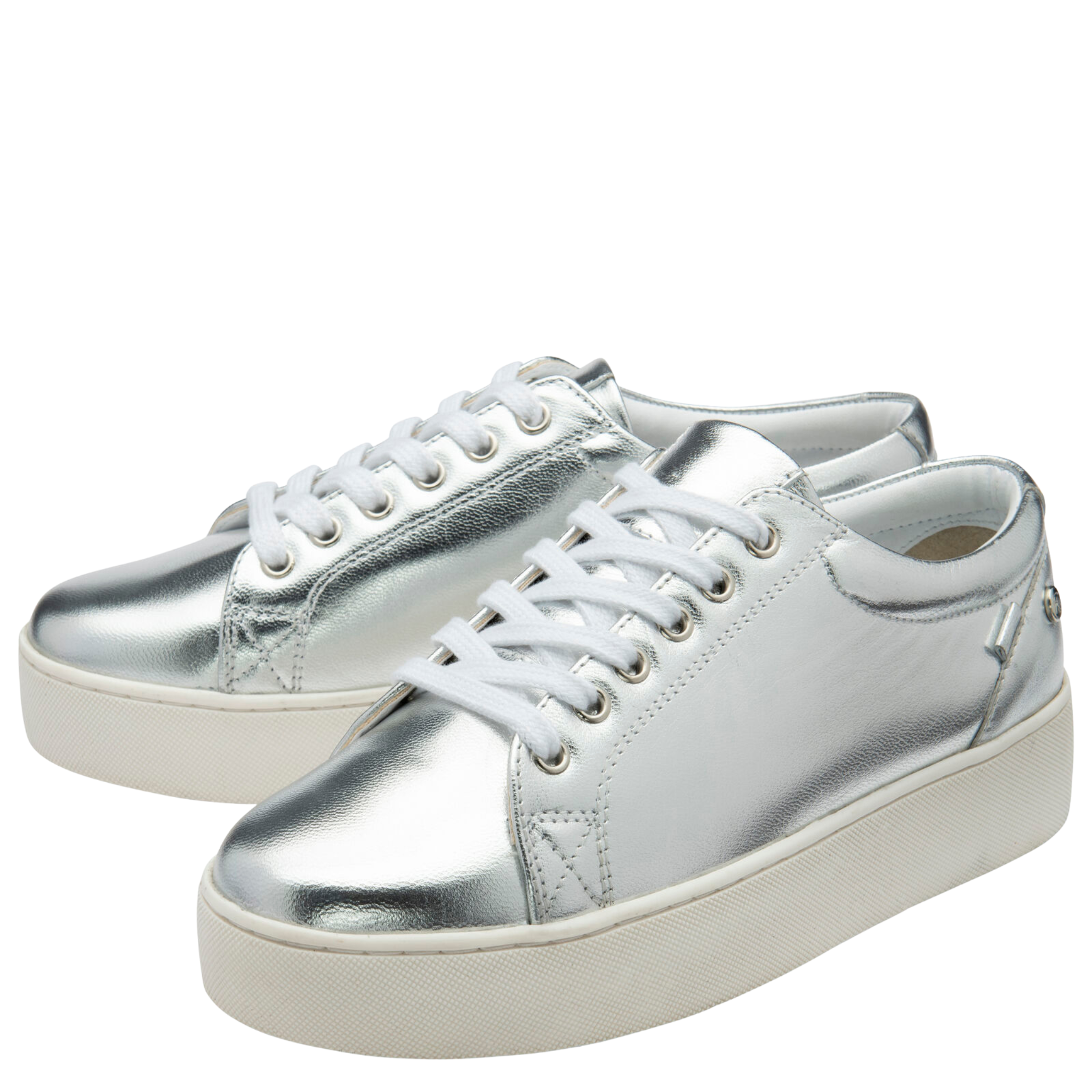 Womens Ravel Silver Leather Solon Trainers