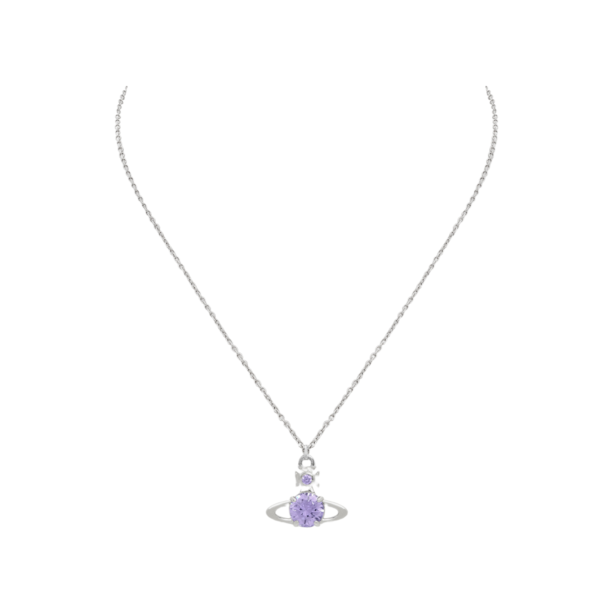 Vivienne Westwood Platinum/Light Lavender CZ Reina Large Pendant Necklace