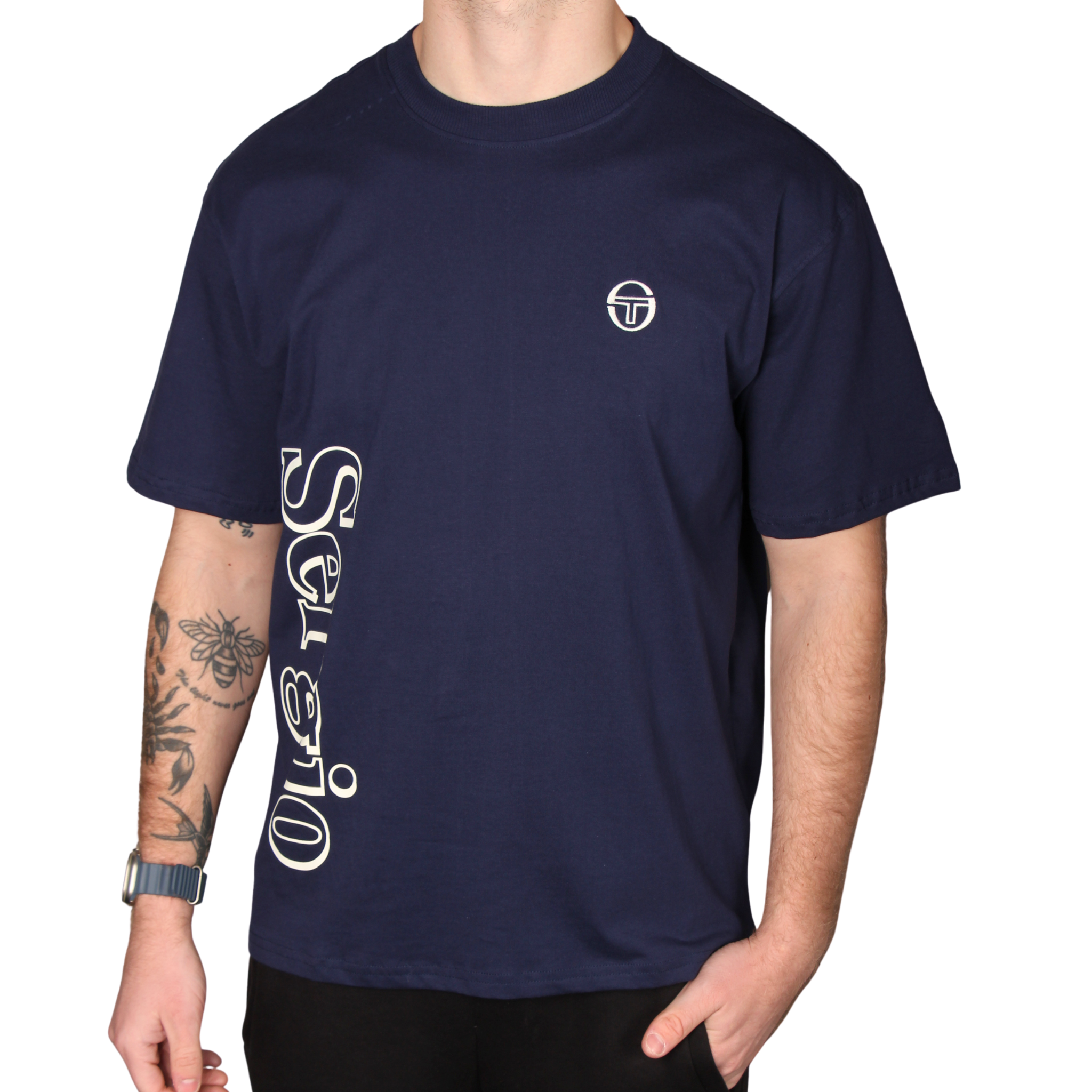 Mens Sergio Tacchini Maritime Blue Furato Graphic S/s T Shirt