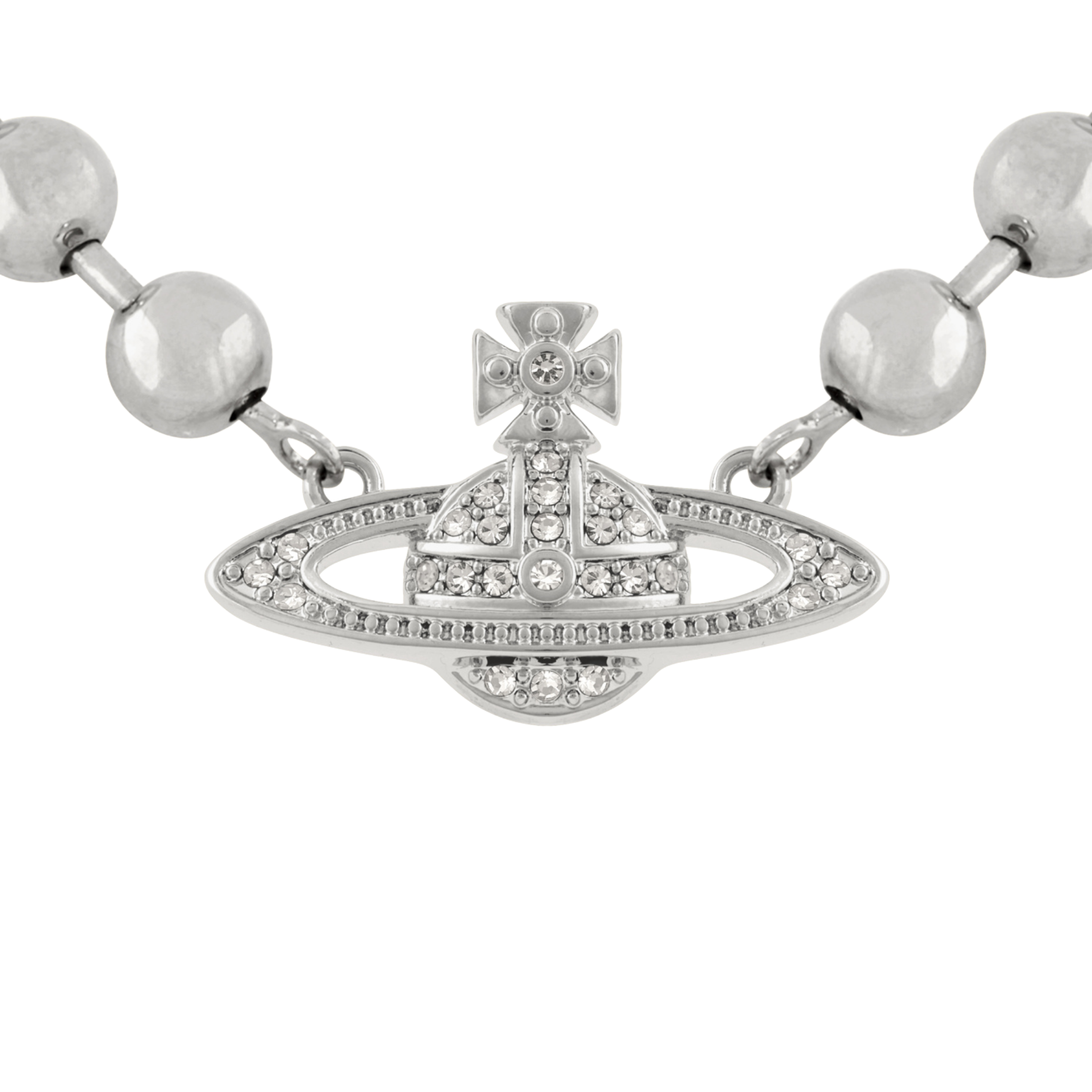 Vivienne Westwood Platinum/White CZ Thames Mini Bas Relief Choker