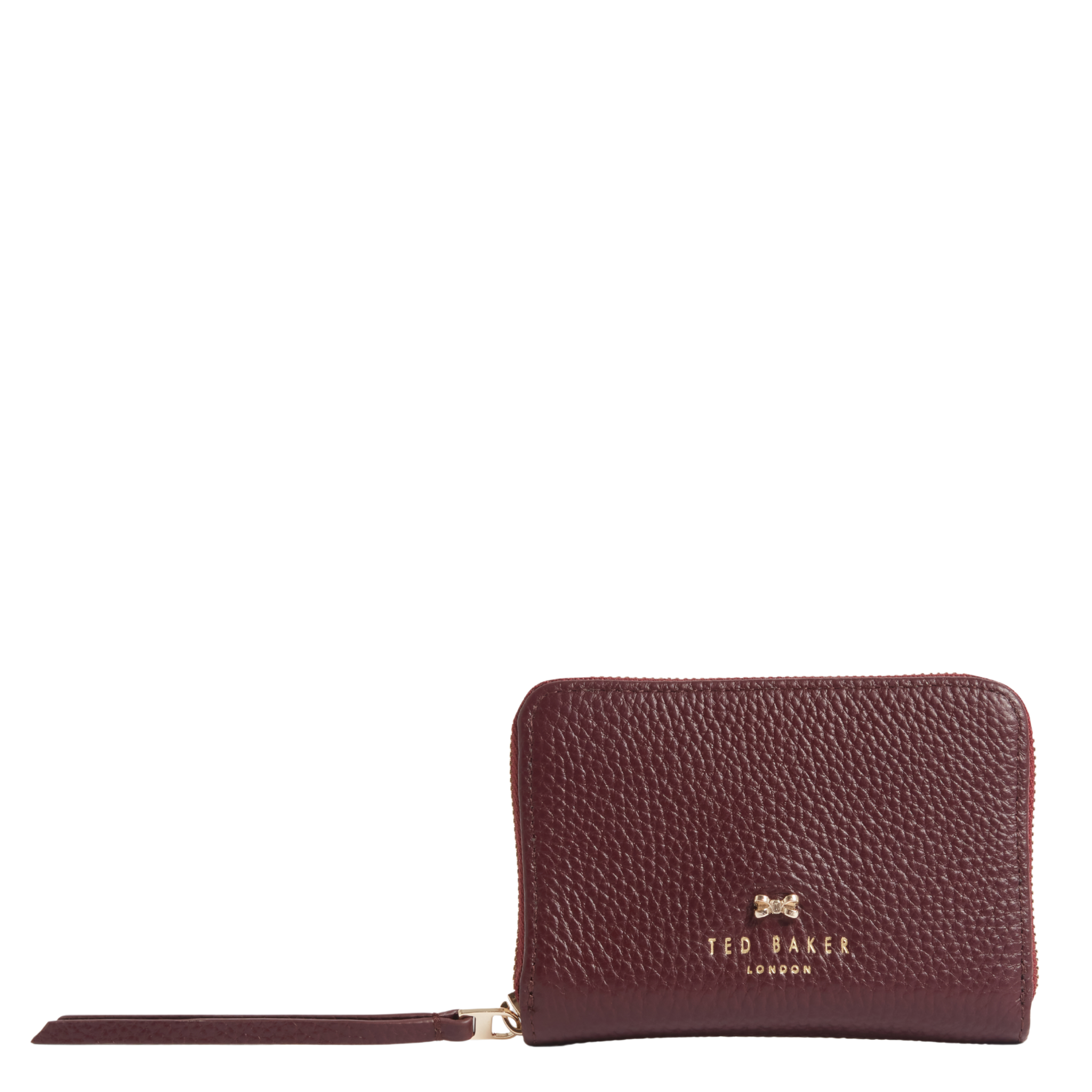 Womens Ted Baker Dark Red Bow Detail Small Zip Around Purse