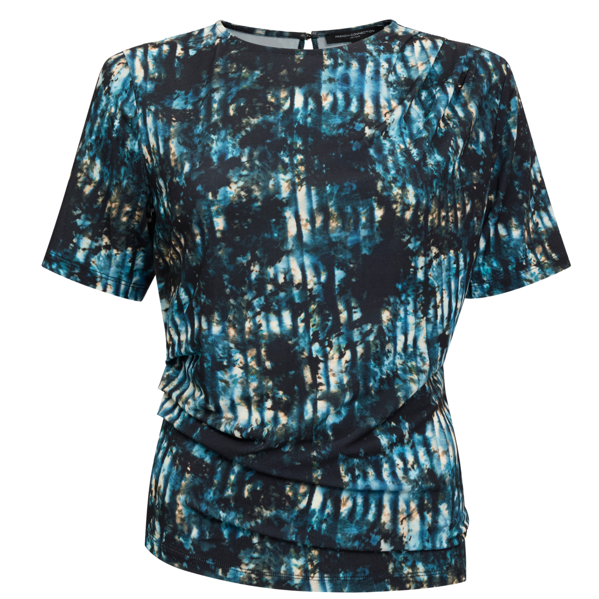 Womens French Connection Black/Blue Orla Zina Draped Top
